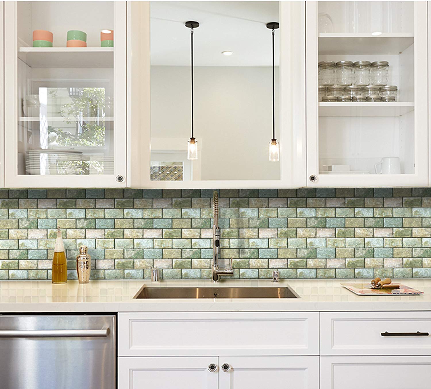Self-Adhesive 3D Brick Wall Tiles - Peel and Stick Kitchen Backsplash (10 Sheets 10