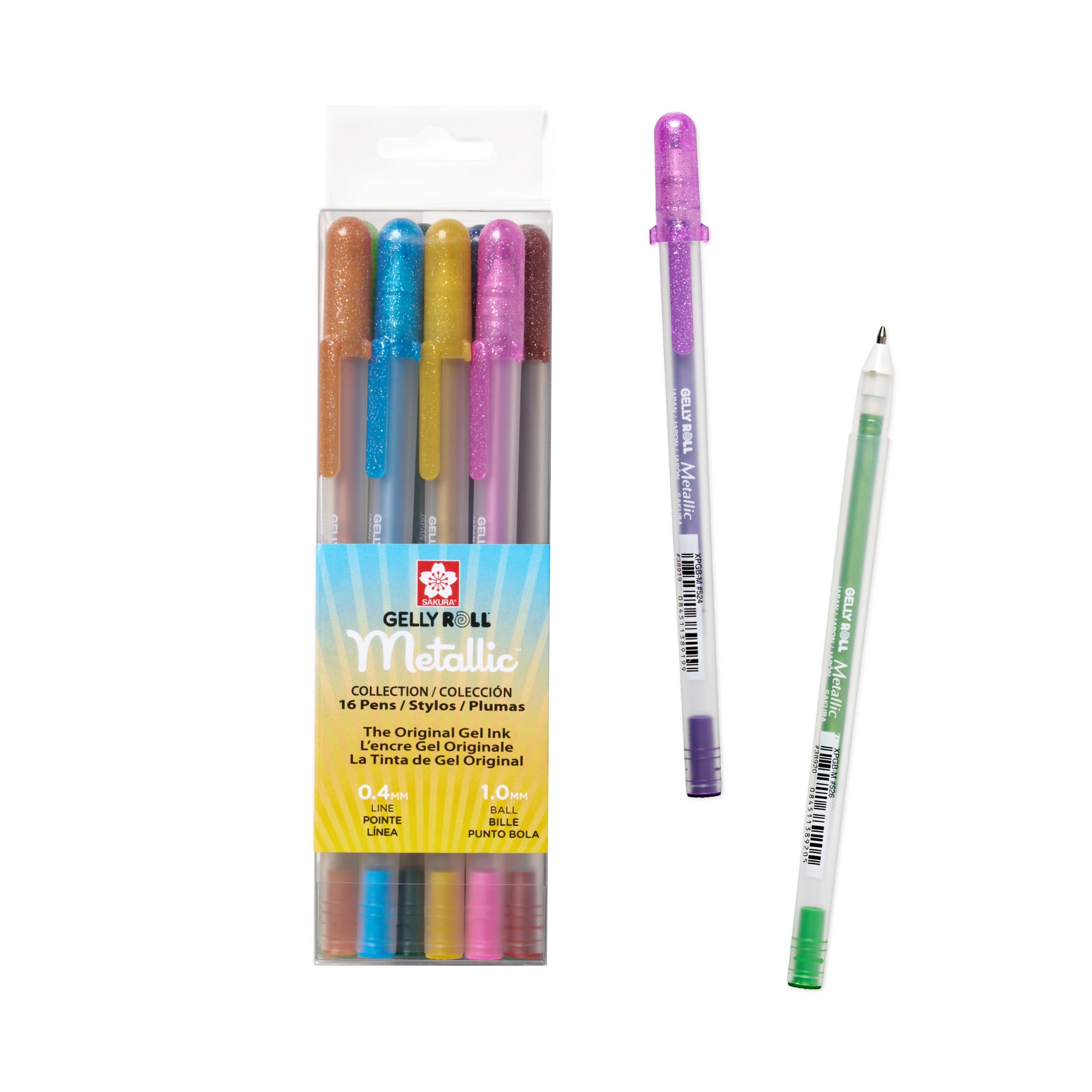 SAKURA Gelly Roll Metallic Gel Pens Set - 16 Pack Medium Point Colored Pens with Shimmering Ink for Scrapbooking, Journaling, Drawing & Hand Lettering - Perfect for DIY Crafts, Bullet Journals & Gift Wrapping
