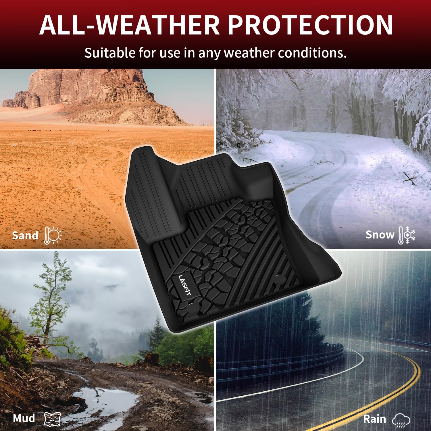 LASFIT Custom Fit All-Weather TPE Floor Mats for Jeep Renegade 2015-2023 - 1st & 2nd Row Black Car Floor Liners | Durable Protection for Off-Road, Daily Commute & Family Trips