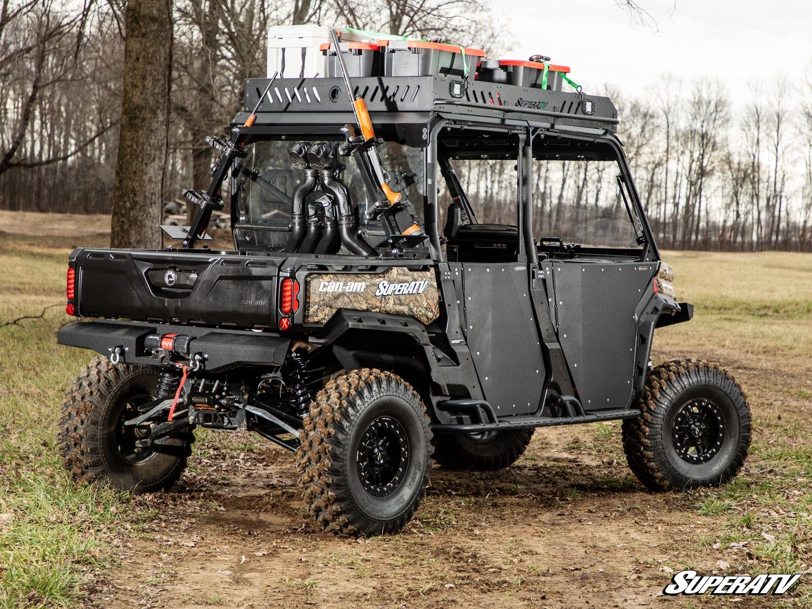 SuperATV In-Bed Gun Rack for Can-Am Defender - Secure Rifle Storage for Hunting & Off-Roading | Durable Truck Bed Gun Mount for ATV Accessories