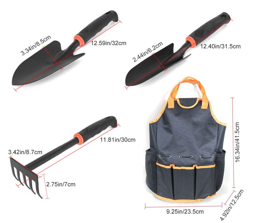 Premium 4-Piece Heavy Duty Gardening Tool Set with Large Storage Tote Bag - Durable Hand Tools for Women & Men - Perfect for Outdoor Planting, Weeding & Landscaping (Ideal Gift for Gardeners)
