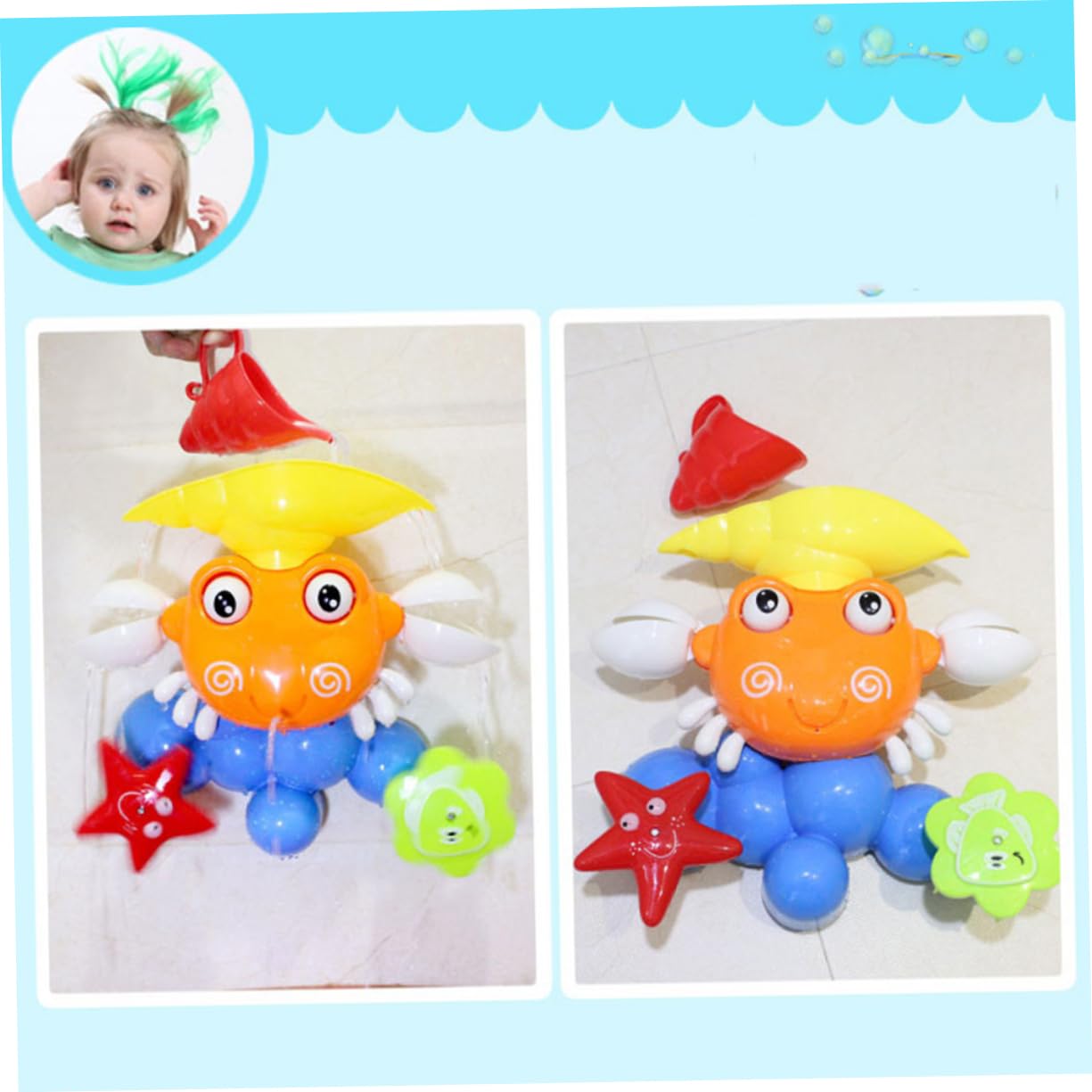 FAVOMOTO 2-Pack Crab Bath Toys for Kids - Fun Water Sprayer Pool Toys for Bathtime & Outdoor Play - Perfect for Bath, Pool, Beach and Summer Water Games