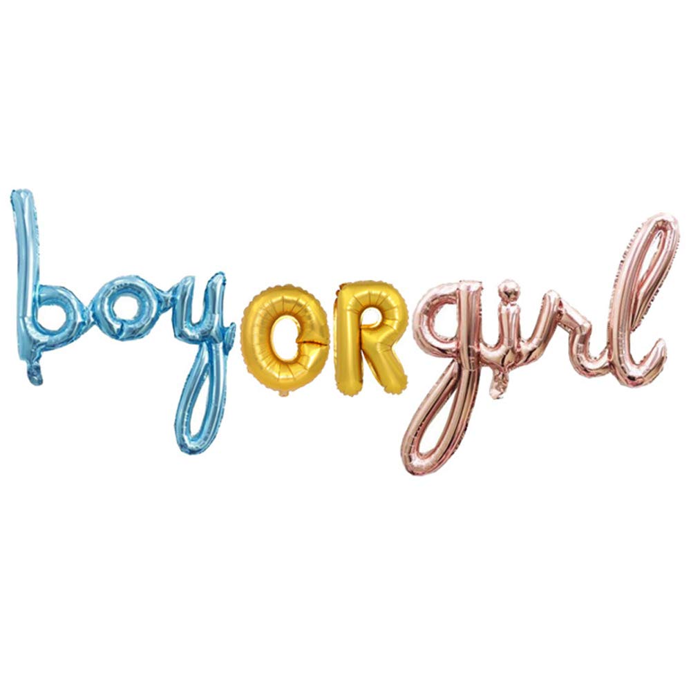 Gender Reveal Party Decorations - Foil Balloons & Backdrop for Baby Shower