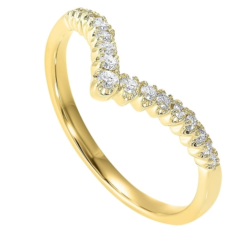 14K Yellow Gold Diamond V-Shaped Heart Stackable Ring - Perfect for Valentine's Day Gifts, Anniversary Jewelry & Everyday Elegance