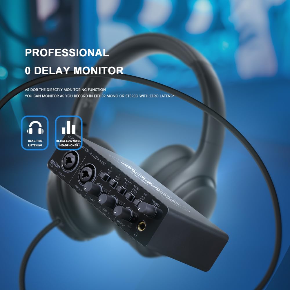BOMGE U202 USB Audio Interface with Mic Preamplifier - XLR/TSR/TS Inputs, 48V Phantom Power, 32-Bit/192kHz High Resolution for Computer Recording, Live Streaming & Podcasting - Perfect for Home Studio, Voiceovers & Music Production