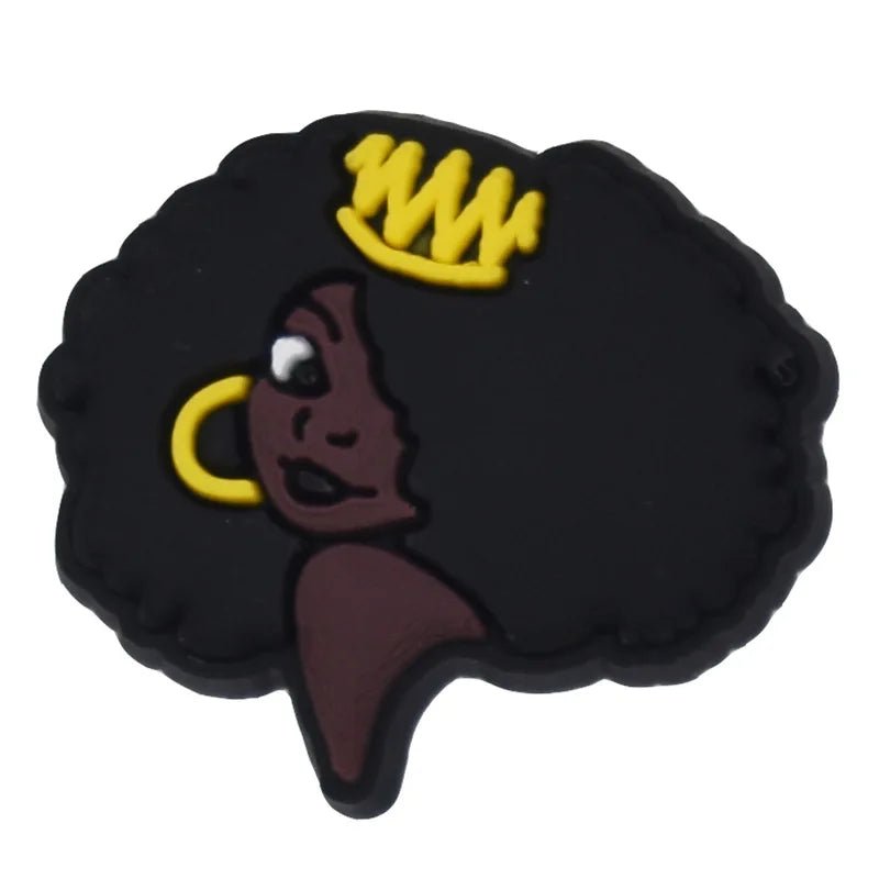 Black Girl Shoe Charms for Crocs | PVC DIY Pins for Men & Women | Clogs & Jeans Decoration Badges | Fun Shoe Accessories | Christmas Gifts for Teens & Adults | Perfect for Casual Wear, Parties & Gifting