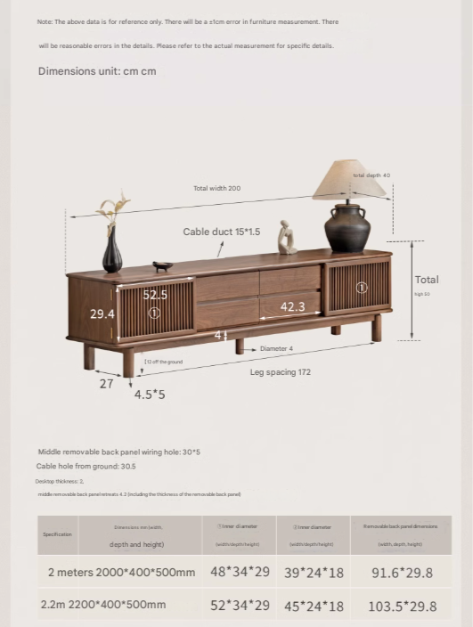 Solid Black Walnut Wood TV Stand - Modern Entertainment Center for Living Room, Bedroom & Home Theater