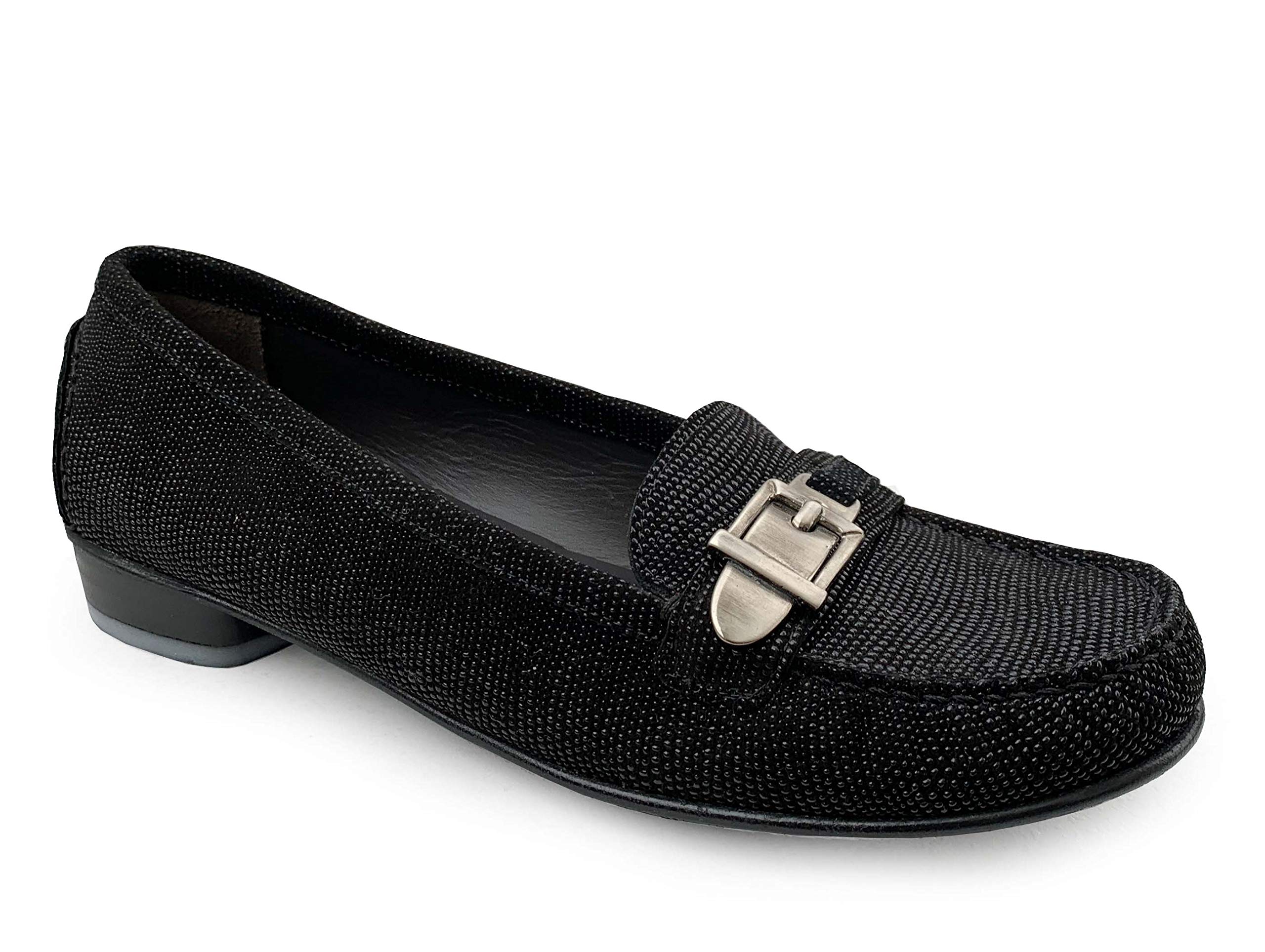 Stuart Weitzman Women's Beltran Black Goose Loafers - Comfortable Slip-On Dress Shoes for Work, Office & Casual Wear | Perfect for Business Meetings, Daily Commute & Weekend Outings | Ideal for Professional Women, Office Workers & Fashion Enthusiasts