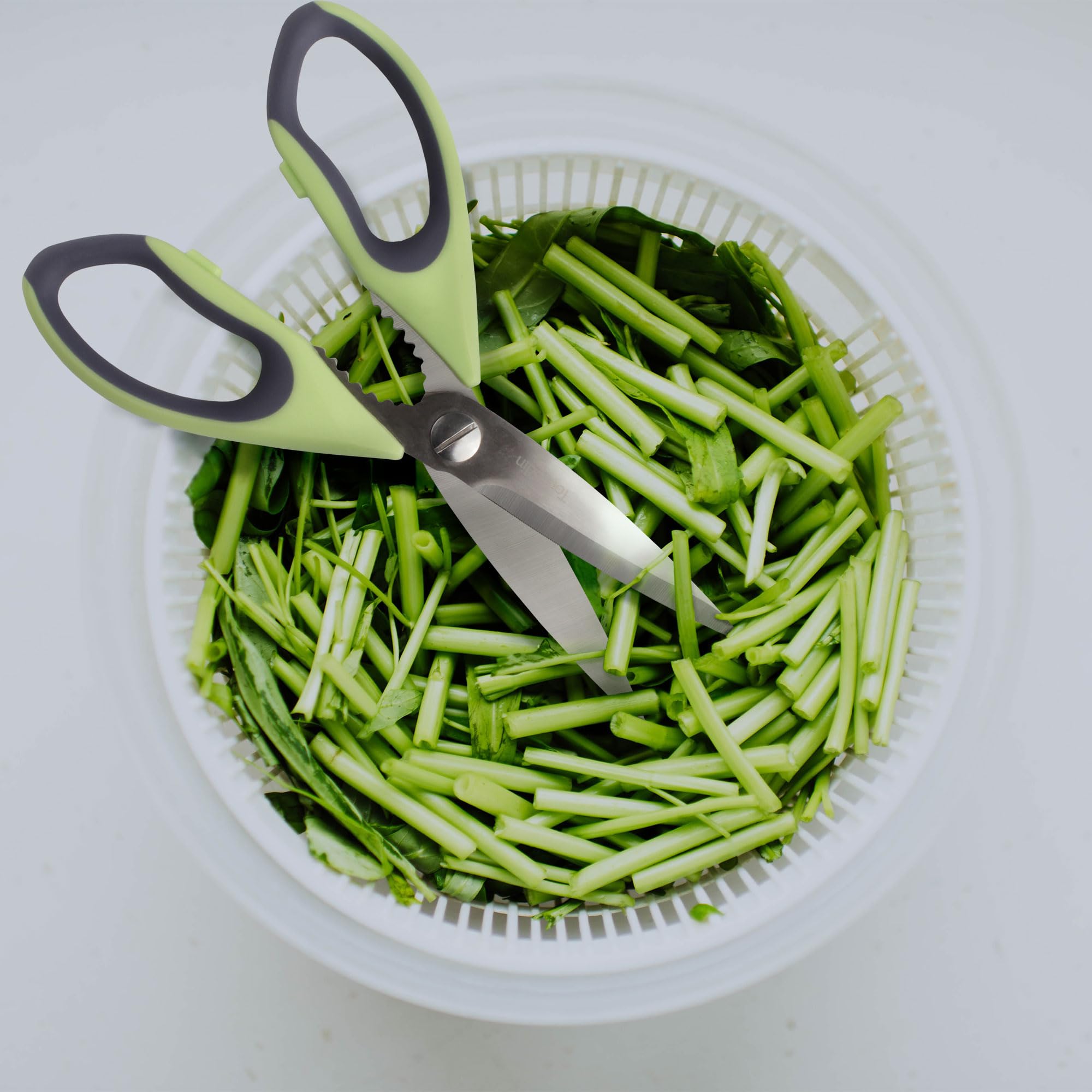 Premium Kitchen Shears - Heavy Duty Stainless Steel Scissors for Cooking, Herbs, Poultry - Bay Leaf Green (10 Pack) - Perfect for Home Chefs, Butchers & Food Prep Professionals