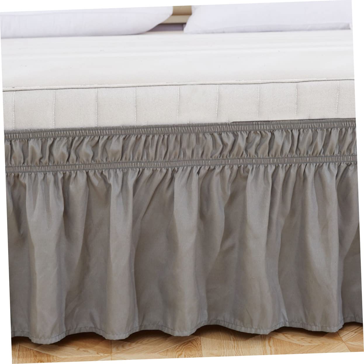 Holibanna Elastic Pleated Corner Bed Skirt - Adjustable Bed Valance & Bed Curtain for Queen/King Size Beds - Perfect for Bedroom Decor, Guest Rooms & Hotel Styling