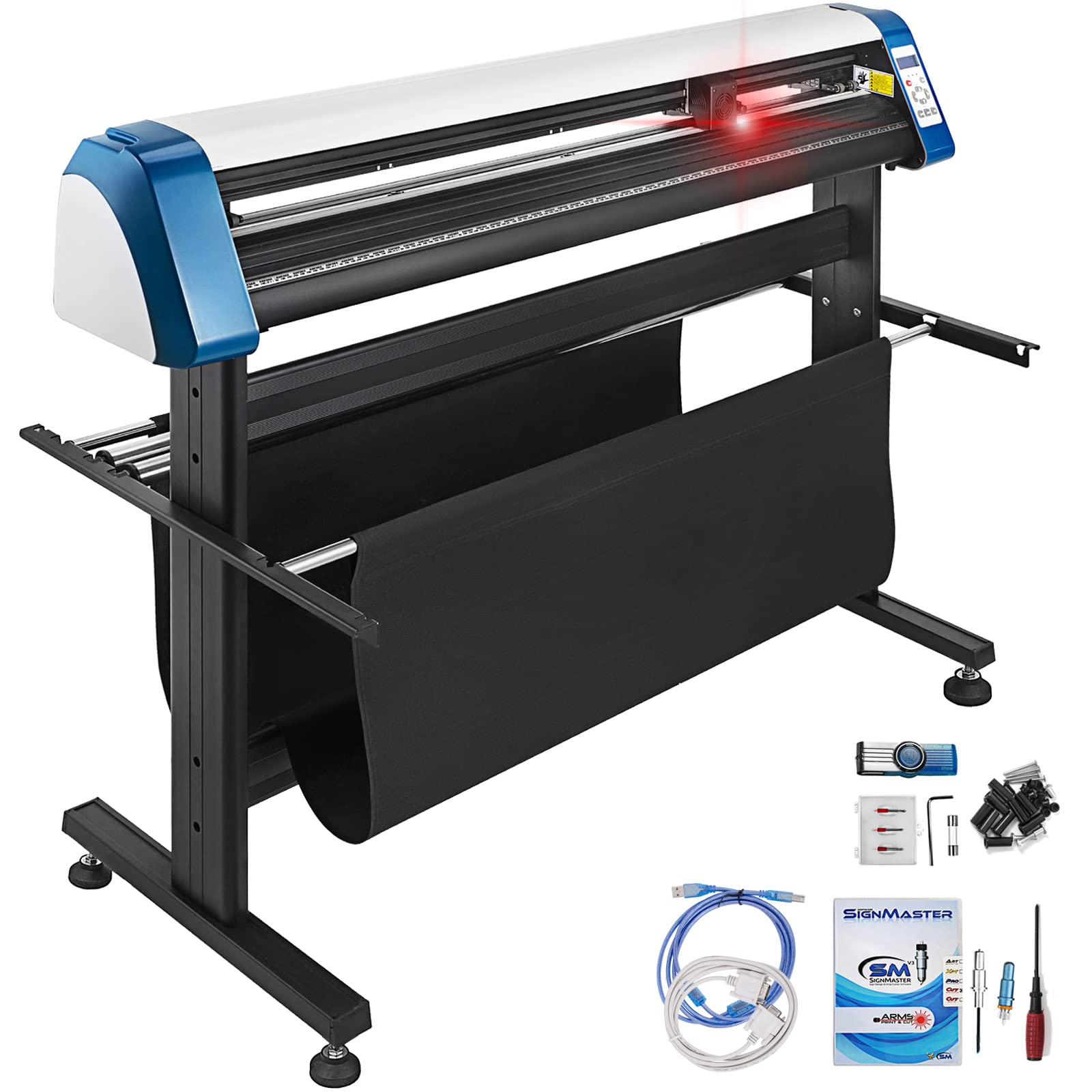 VEVOR 53 Inch Vinyl Cutter Plotter Machine with Automatic Paper Feed, Adjustable Speed & Floor Stand - Sign Cutting for Business, DIY Crafts, Decals, Stickers & Vehicle Wraps - Includes Signmaster Software