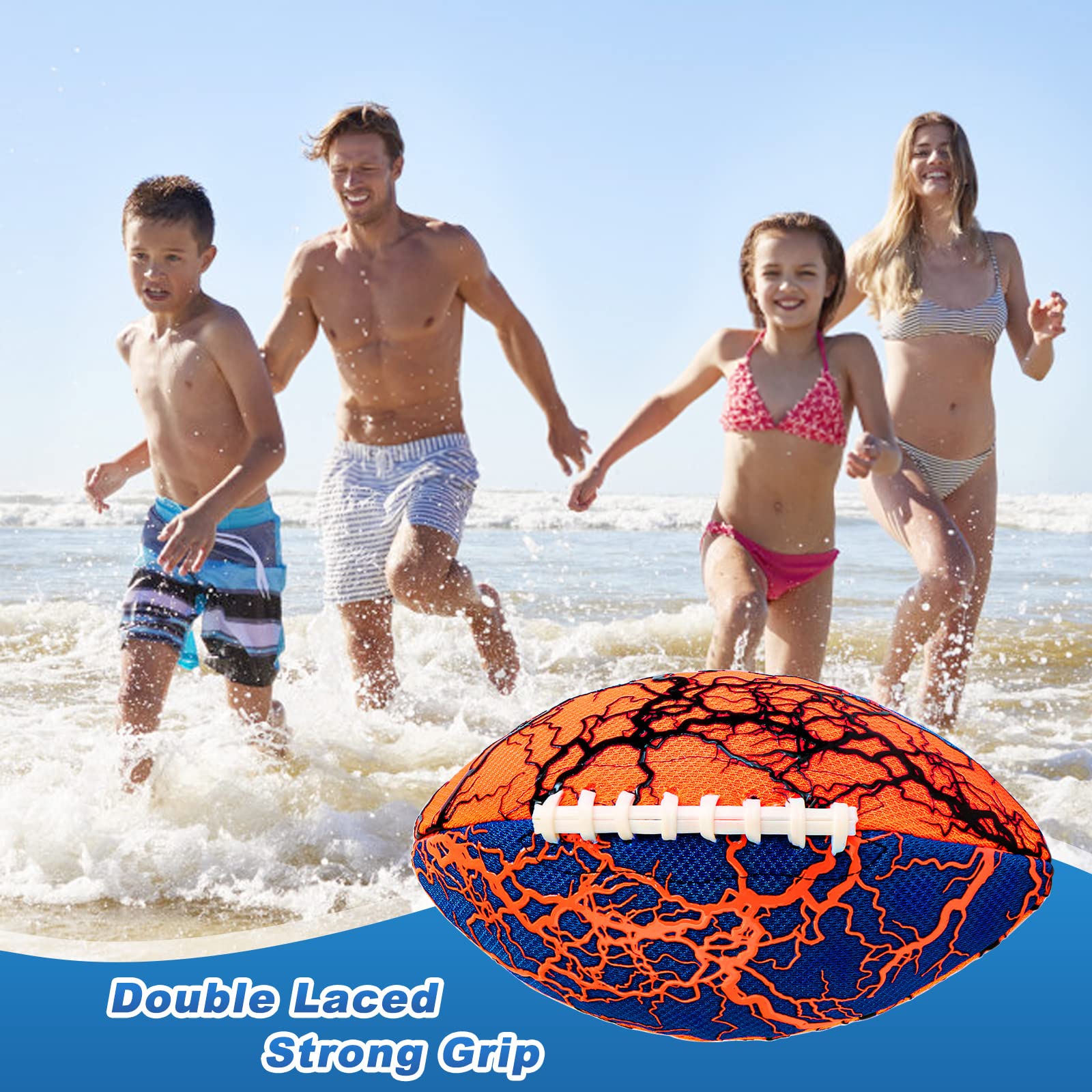 Jasonwell Waterproof Football - 2 Pack Strong Grip Pool & Beach Football for Kids, Teens & Adults | Fun Outdoor Water Toy for Swimming Pool, Lake, Park, Backyard Games & Family Activities