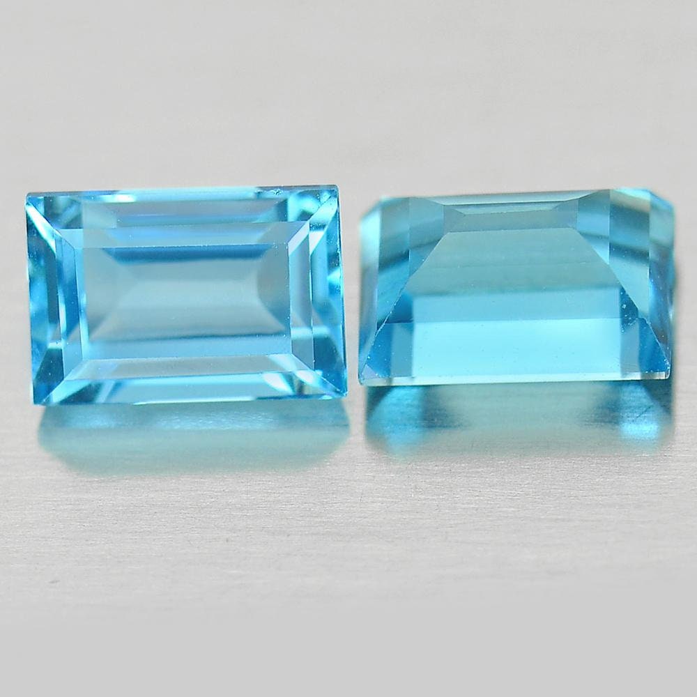 1.87tcw Natural Brazil Sky Blue Topaz Loose Stones - 6x4mm Emerald Cut Matched Pair VVS Eye Clean for Jewelry Making, Engagement Rings & Custom Designs