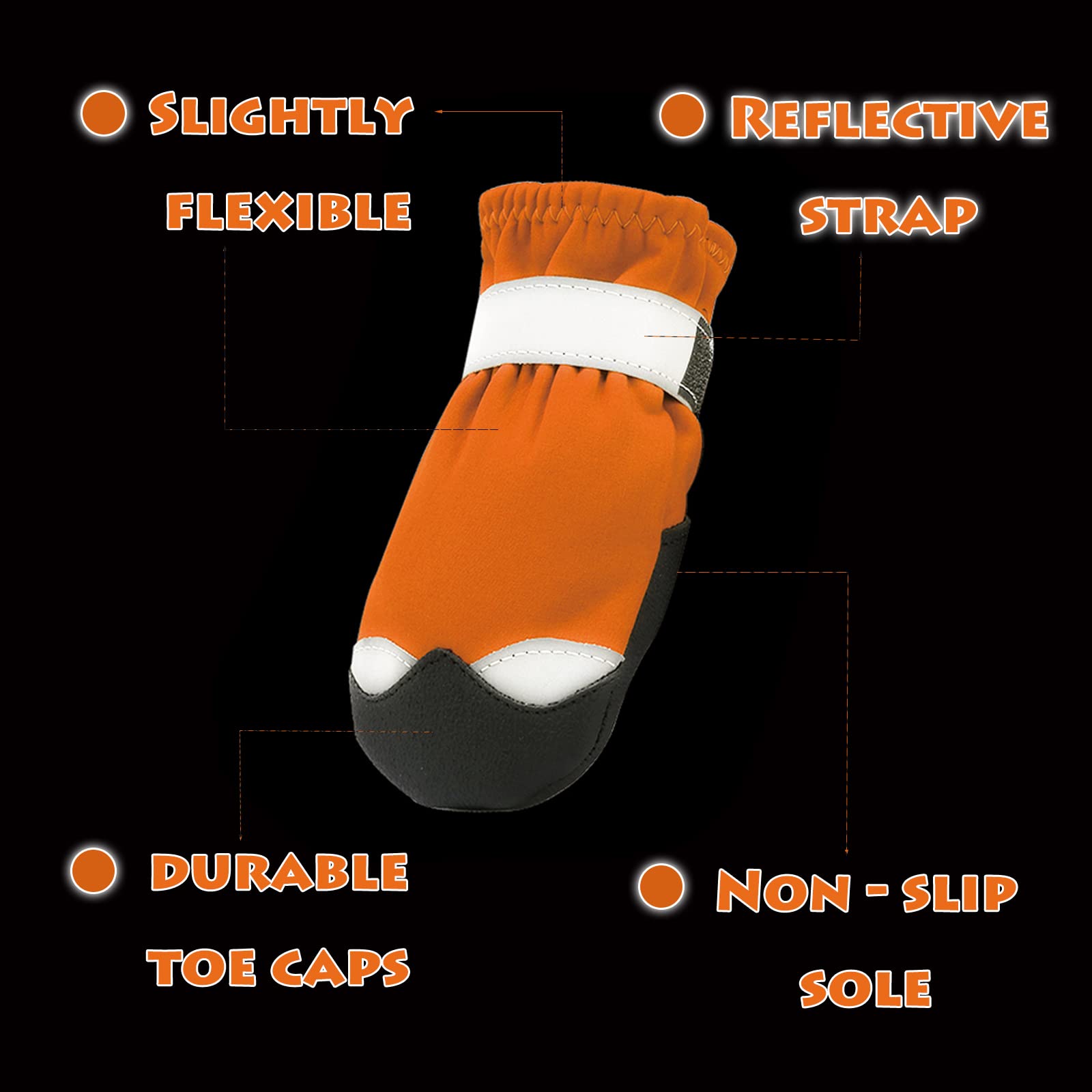 Waterproof Dog Boots for Winter & Snow - Paw Protectors for Large & Medium Dogs - Hiking & Outdoor Adventure - Orange (Set of 3) - Perfect for Snowy Walks, Hiking Trails, and Cold Weather Protection