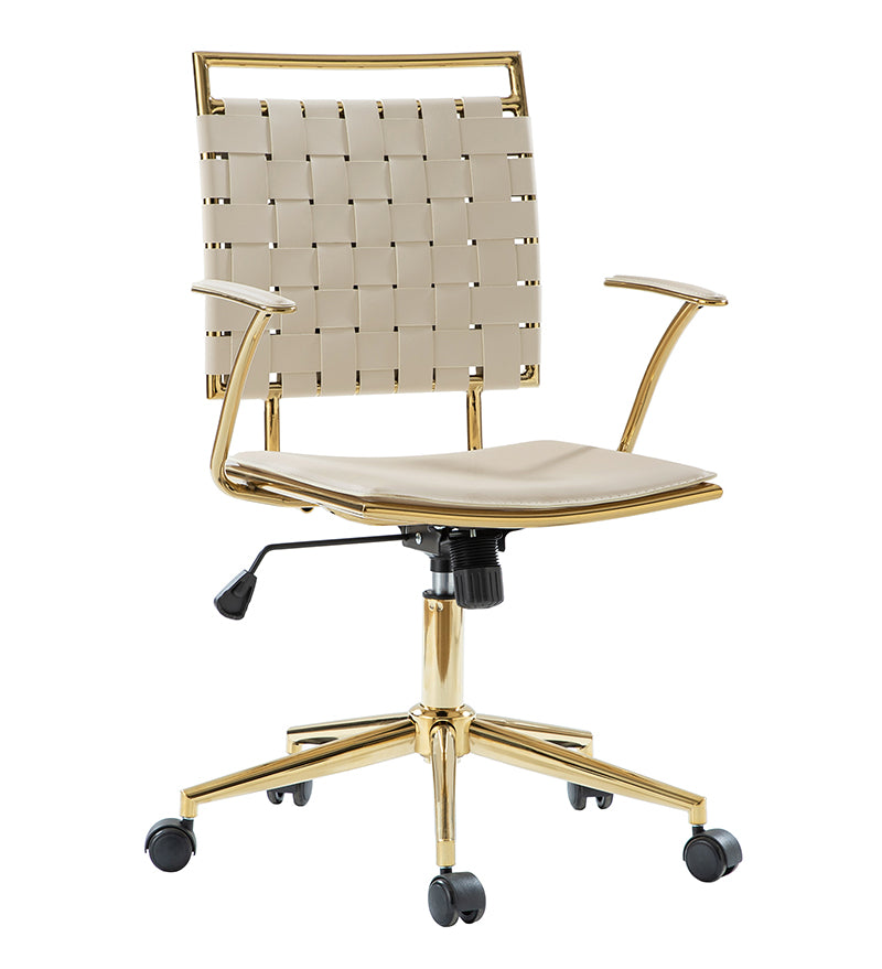 Amalia Modern Rattan Weaving Swivel Office Chair with Backrest - Ergonomic Desk Chair for Home Office, Study & Workspace