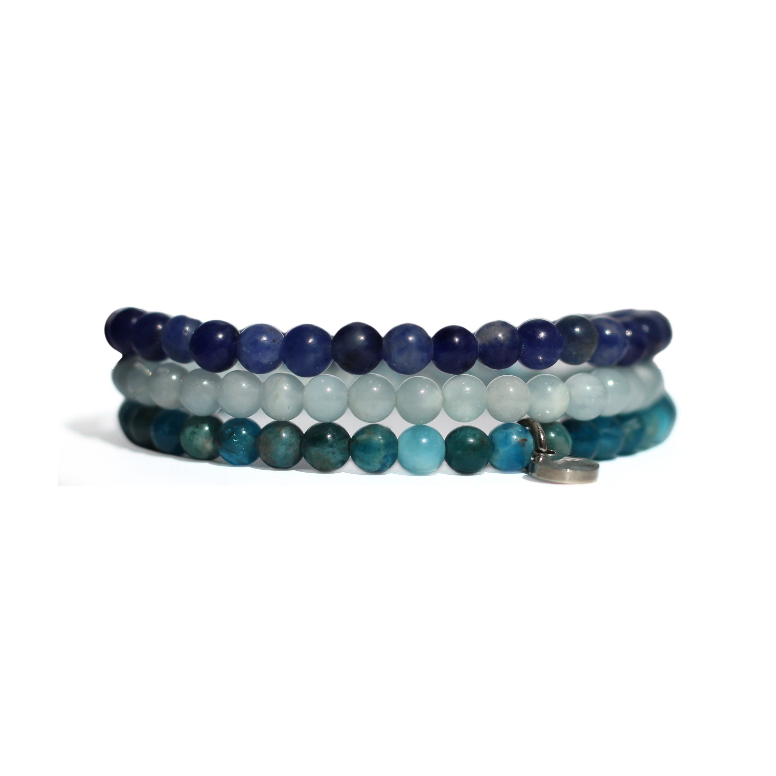 Vishuddha Throat Chakra Healing Bracelet Set - 7 Chakra Balancing Beaded Jewelry for Meditation, Yoga & Spiritual Wellness