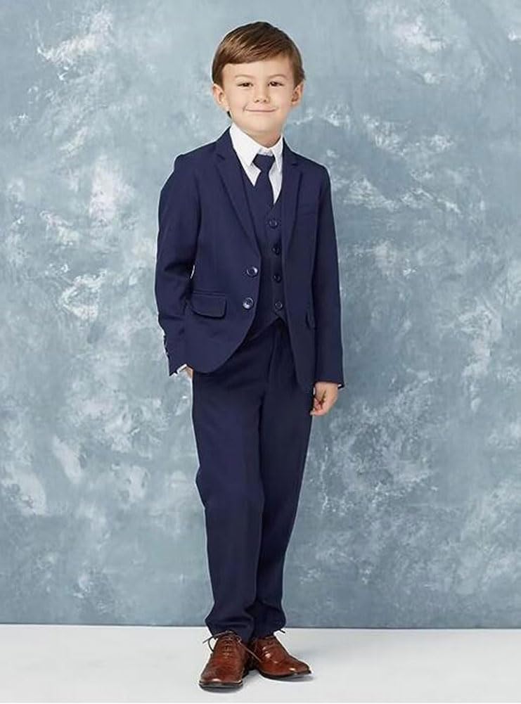 3-Piece Boys Suits for Wedding - Peak Lapel Jacket, Vest & Pants - Boys Formal Tuxedo Set - Perfect for Weddings, Parties & Special Occasions