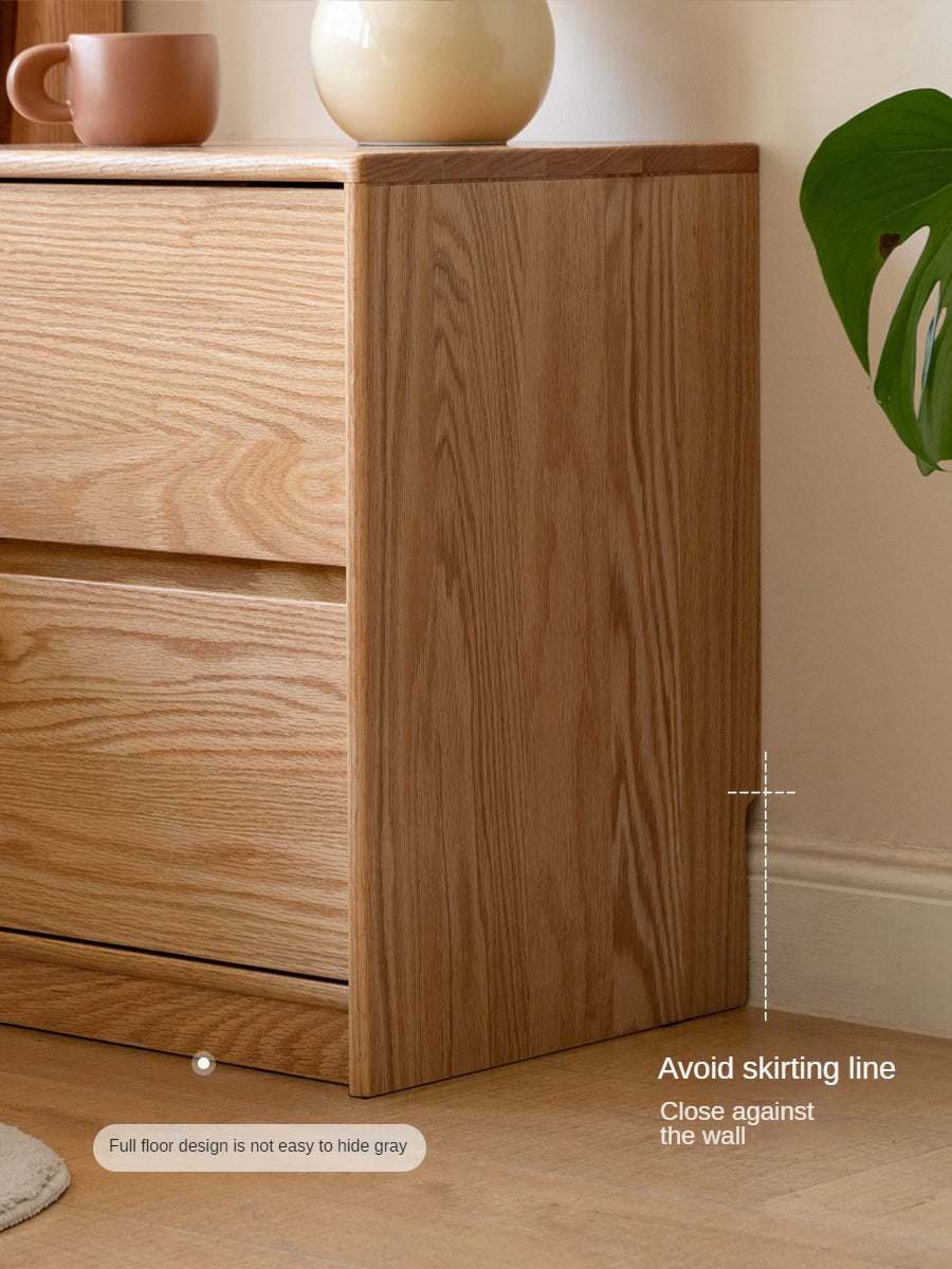 Solid Oak Wood Nightstand with 2 Drawers - Bedroom Side Table for Bedside Storage & Organization
