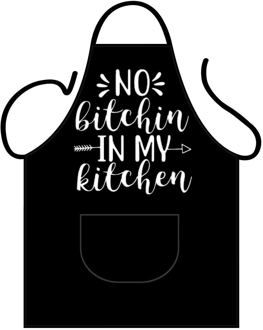 Egobena Funny Kitchen Apron for Men & Women - No Bitchin' in My Kitchen Grill Cooking Baking Chef Gift for Father's Day Mother's Day - Perfect for Home Restaurants & BBQ Parties