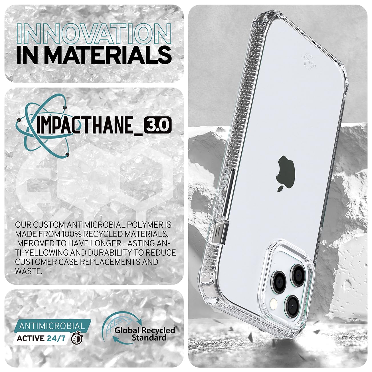 ITSKINS Spectrum Clear Protective Phone Case for iPhone 13 Pro | Slim Hybrid Shockproof Cover with Anti-Yellowing Technology | Military-Grade Drop Protection | Perfect for Outdoor Activities, Work & Daily Use
