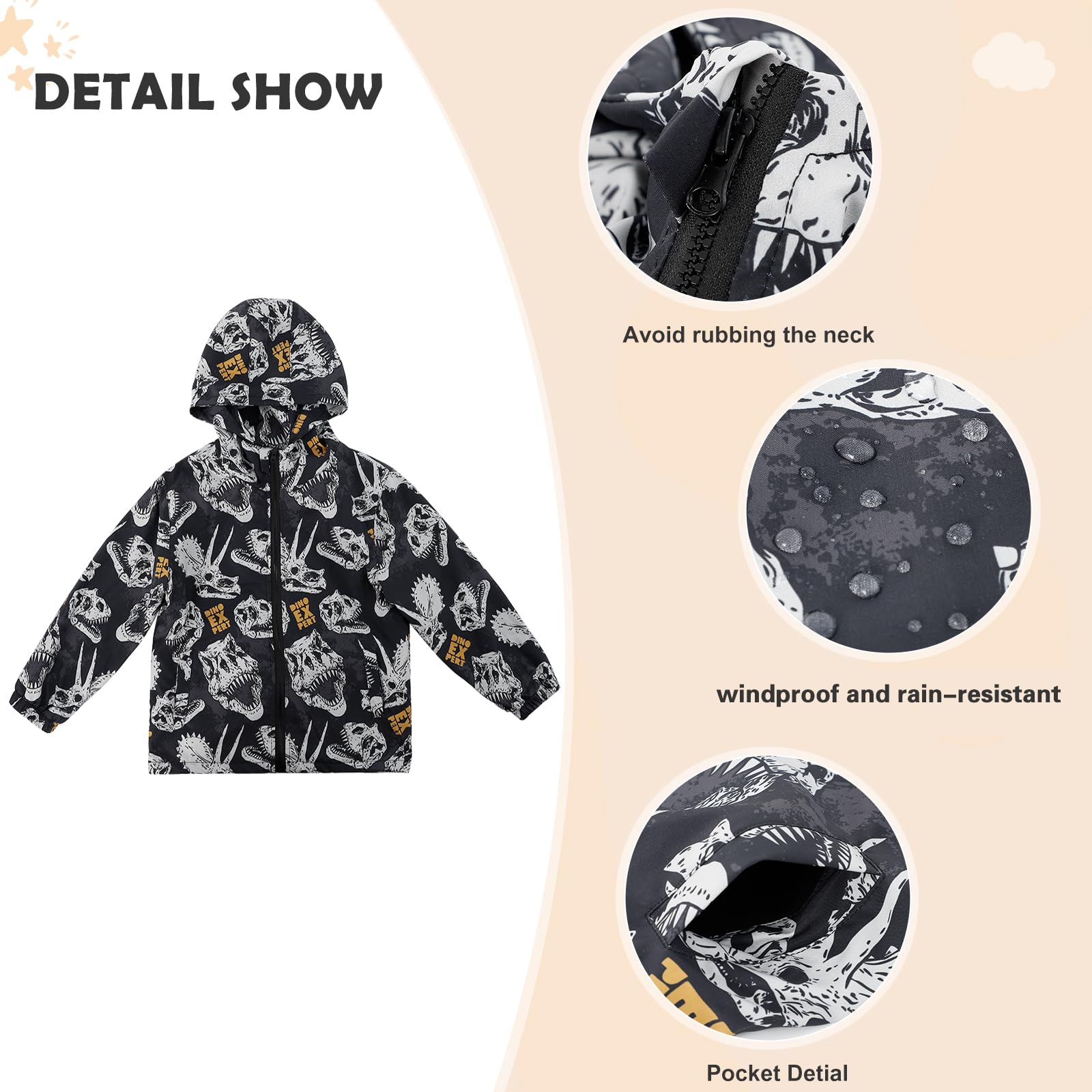 ESTAMICO Boys' Fleece Jacket - Windproof & Water-Resistant Winter Coat with Hood for Kids | Warm Outdoor Play, School & Cold Weather Activities