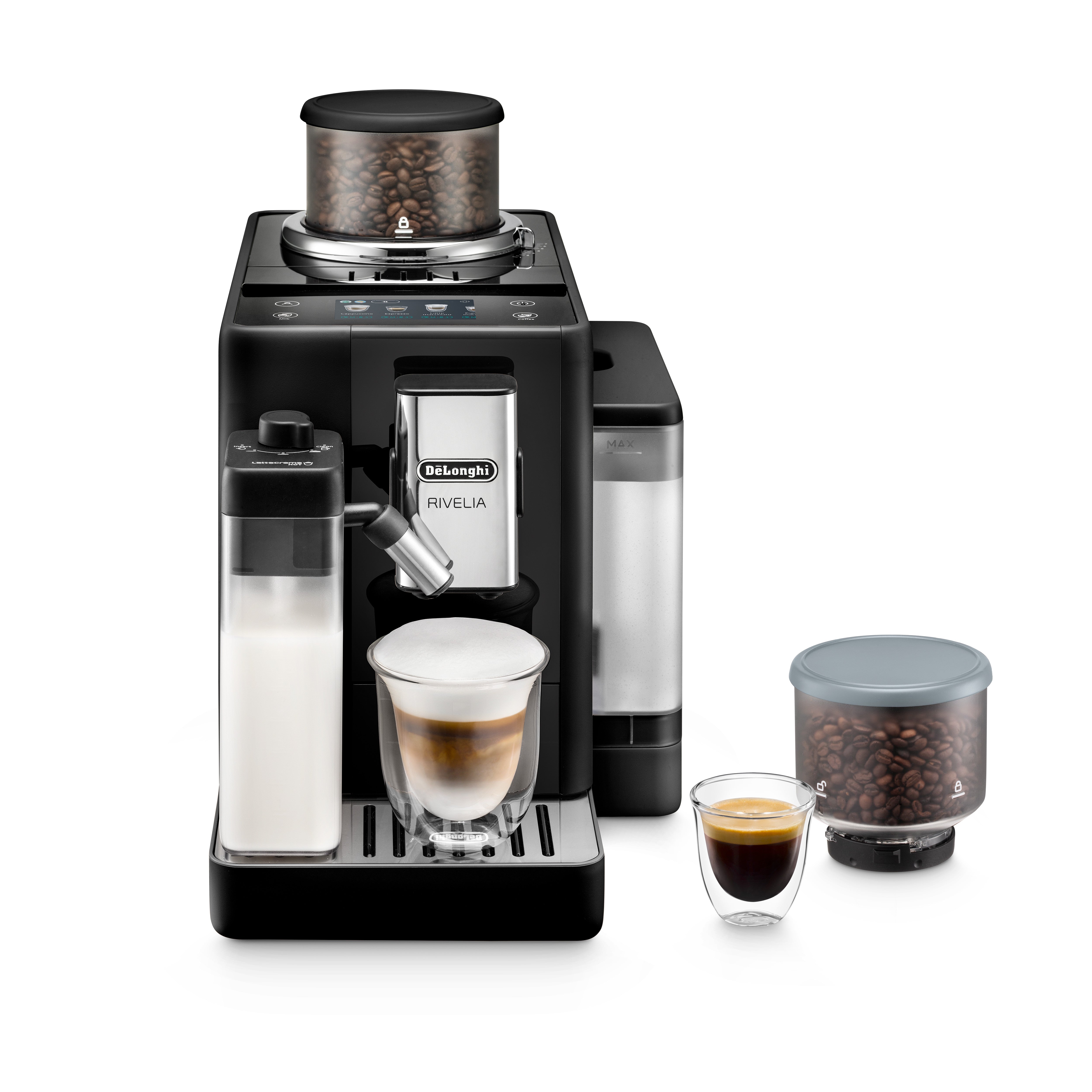 De'Longhi Rivelia EXAM44055B Automatic Espresso Machine - Black | Premium Coffee Maker for Home & Office | Perfect for Espresso, Latte & Cappuccino Lovers