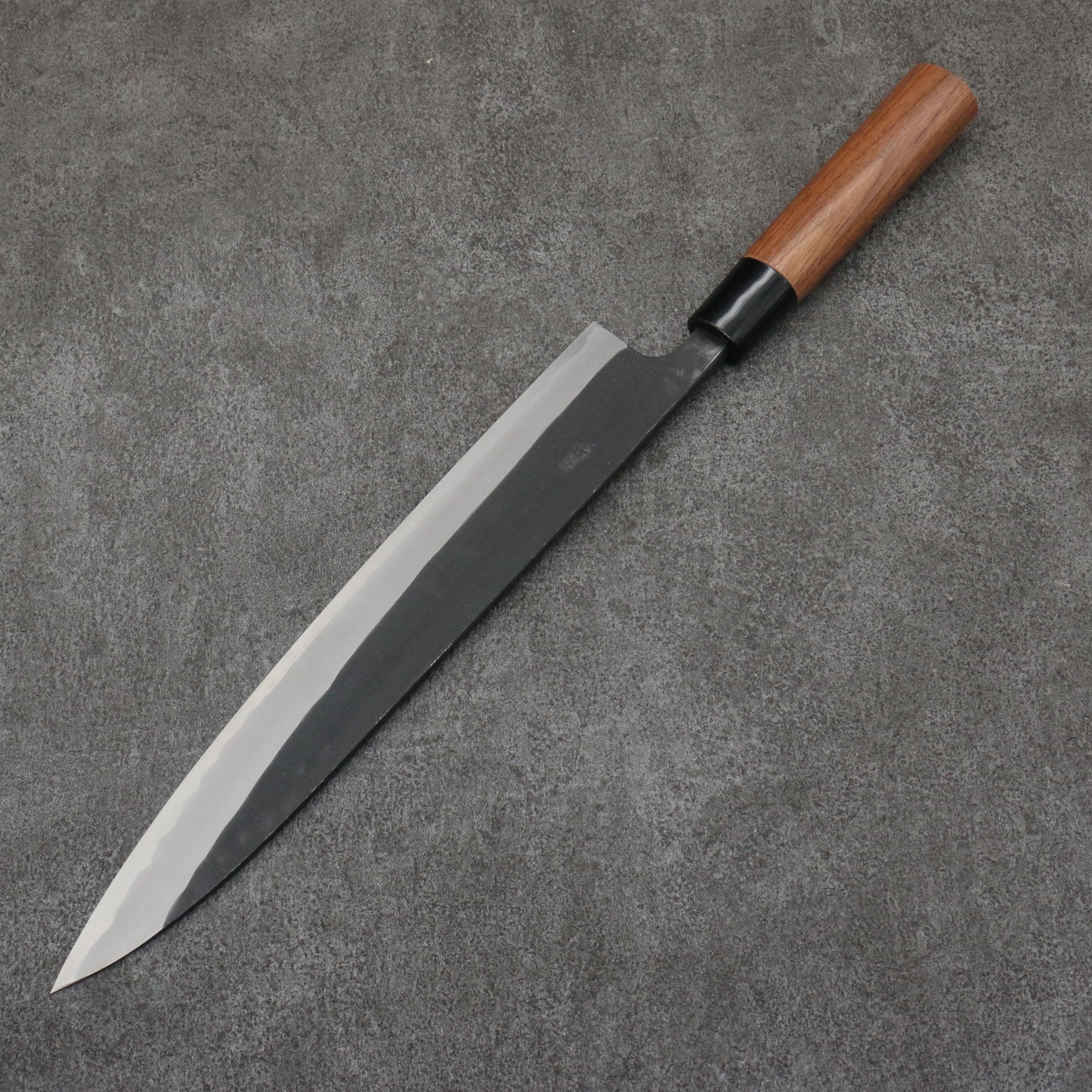 Premium Nao Yamamoto Blue Steel Sujihiki Knife 270mm - Kurouchi Finish with Walnut Handle - Perfect for Sushi, Sashimi & Meat Slicing