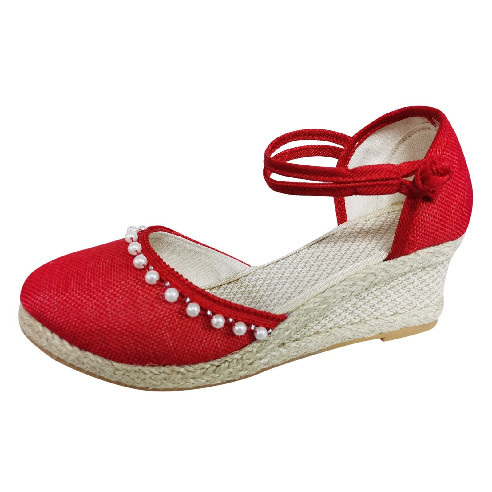Aniywn Women's Closed Toe Retro Wedge Sandals with Buckle Strap - Comfortable Casual Espadrilles for Summer, Beach, Walking & Outdoor Activities