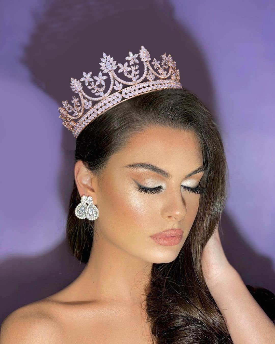 Jorsnovs Fashion Full Cubic Zirconia Crown - Elegant Wedding Bridal Tiara & Birthday Queen Headpiece | Zircon Hair Accessories for Brides, Prom, Pageants & Special Occasions