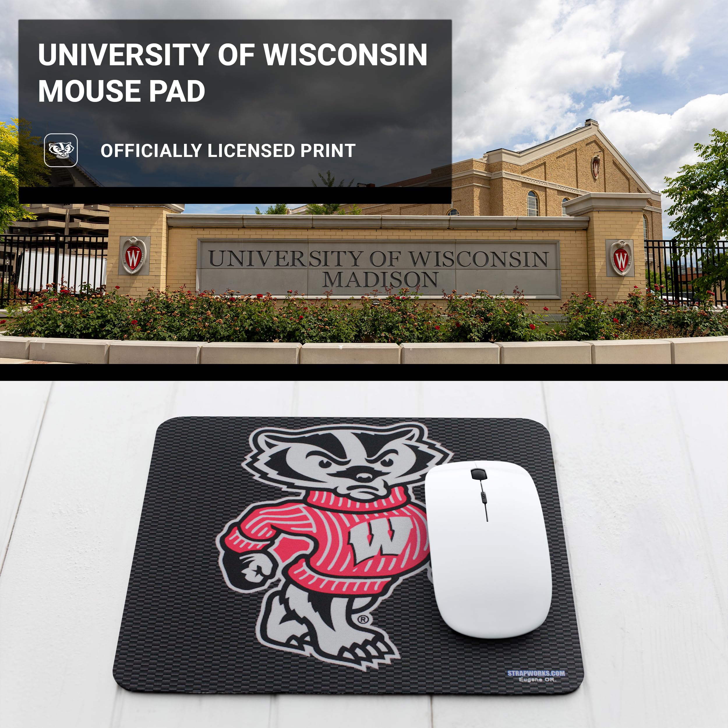 University of Wisconsin Madison Badgers Mouse Pad - Officially Licensed Collegiate Team Gear for Fans & Alumni - Perfect for Office, Gaming & Home Decor