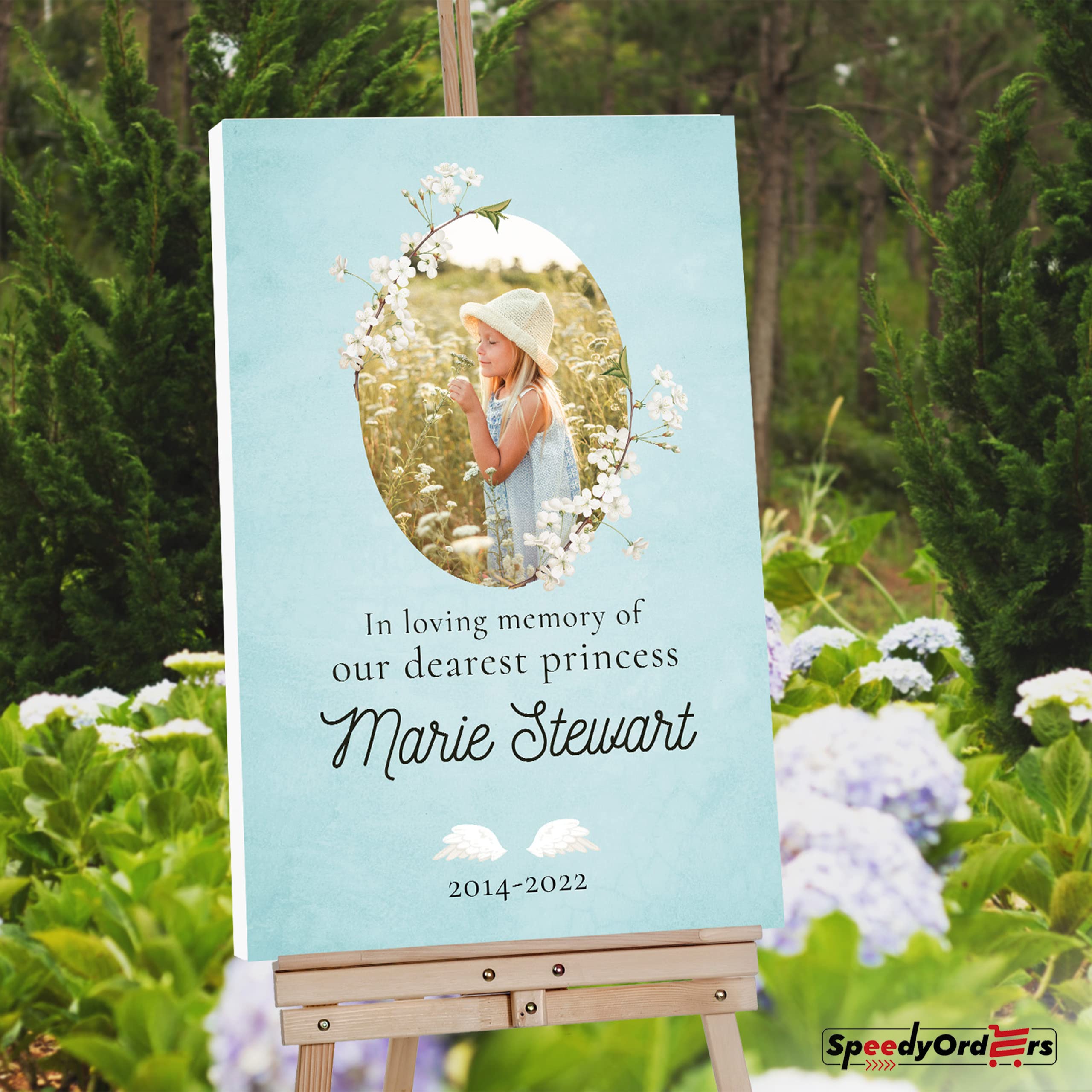 Personalized In Loving Memory Funeral Sign with Photo - Custom Celebration of Life Memorial Sign - PVC Board Funeral Decor for Home, Church & Memorial Services