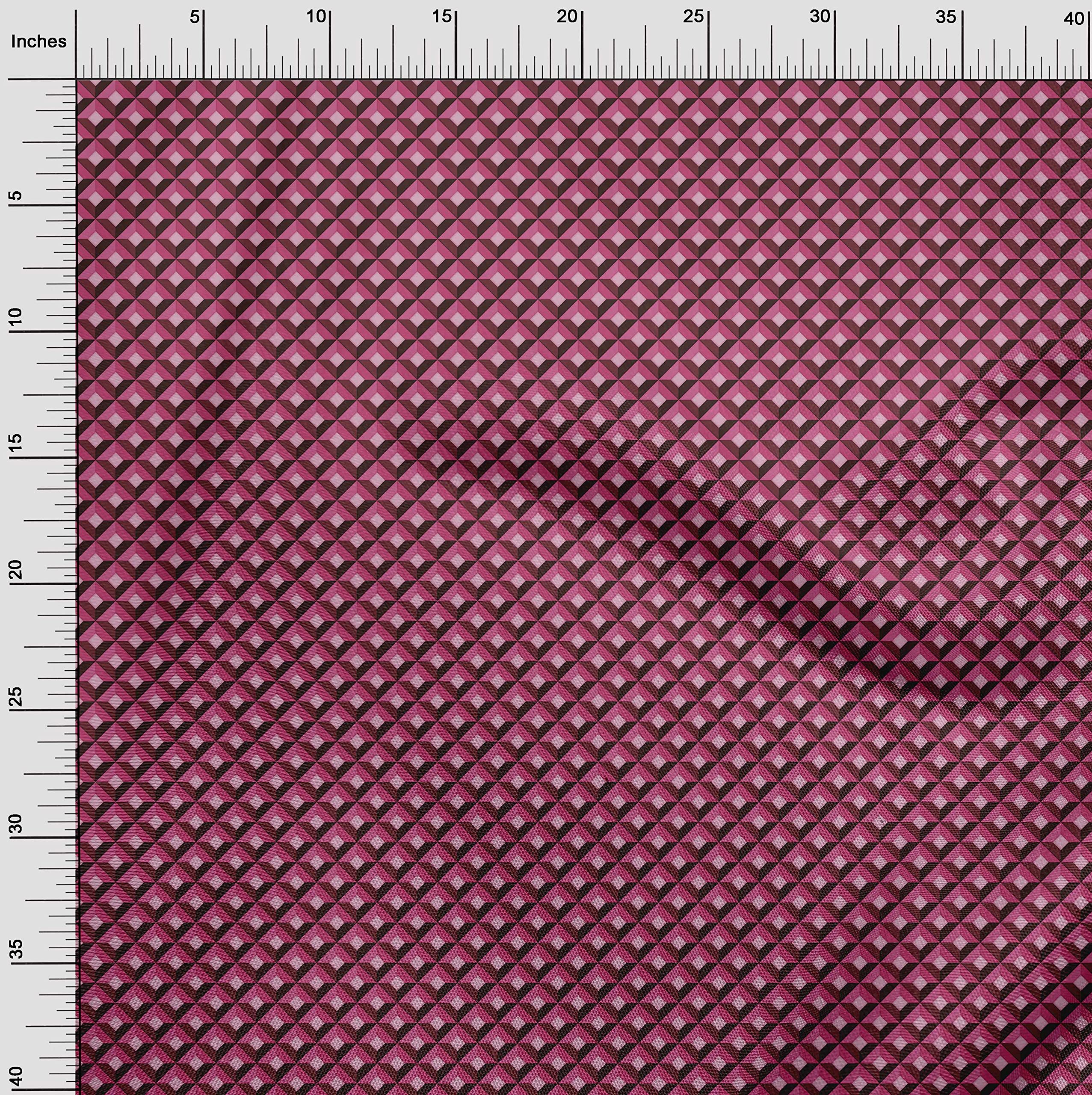 oneOone Viscose Chiffon Pink Geometric Print Fabric by The Yard - 42 Inch Wide Flowy Dress Material for Summer Dresses, Blouses & Scarves (37)