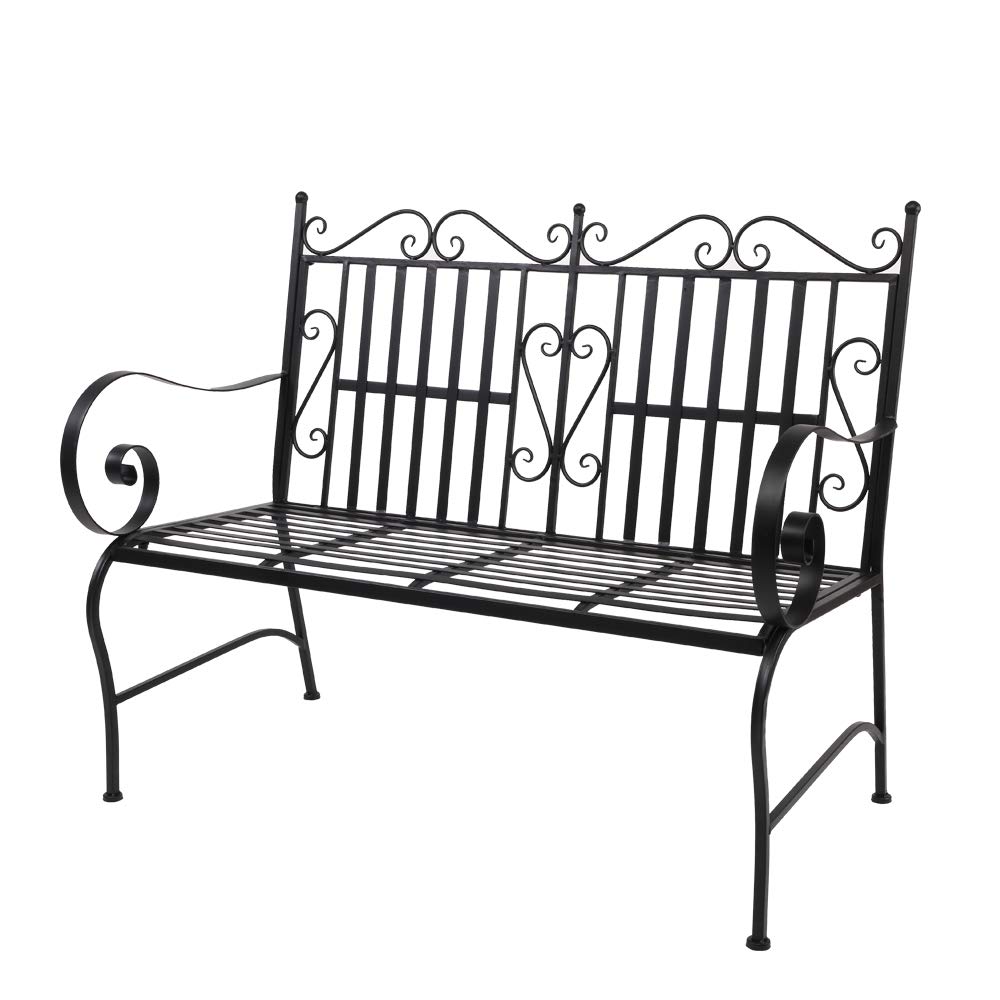 Iron Double Sofa Chair - Heavy Duty Black Metal Frame for Indoor & Outdoor Use - Perfect for Patio, Garden, and Living Room Decor