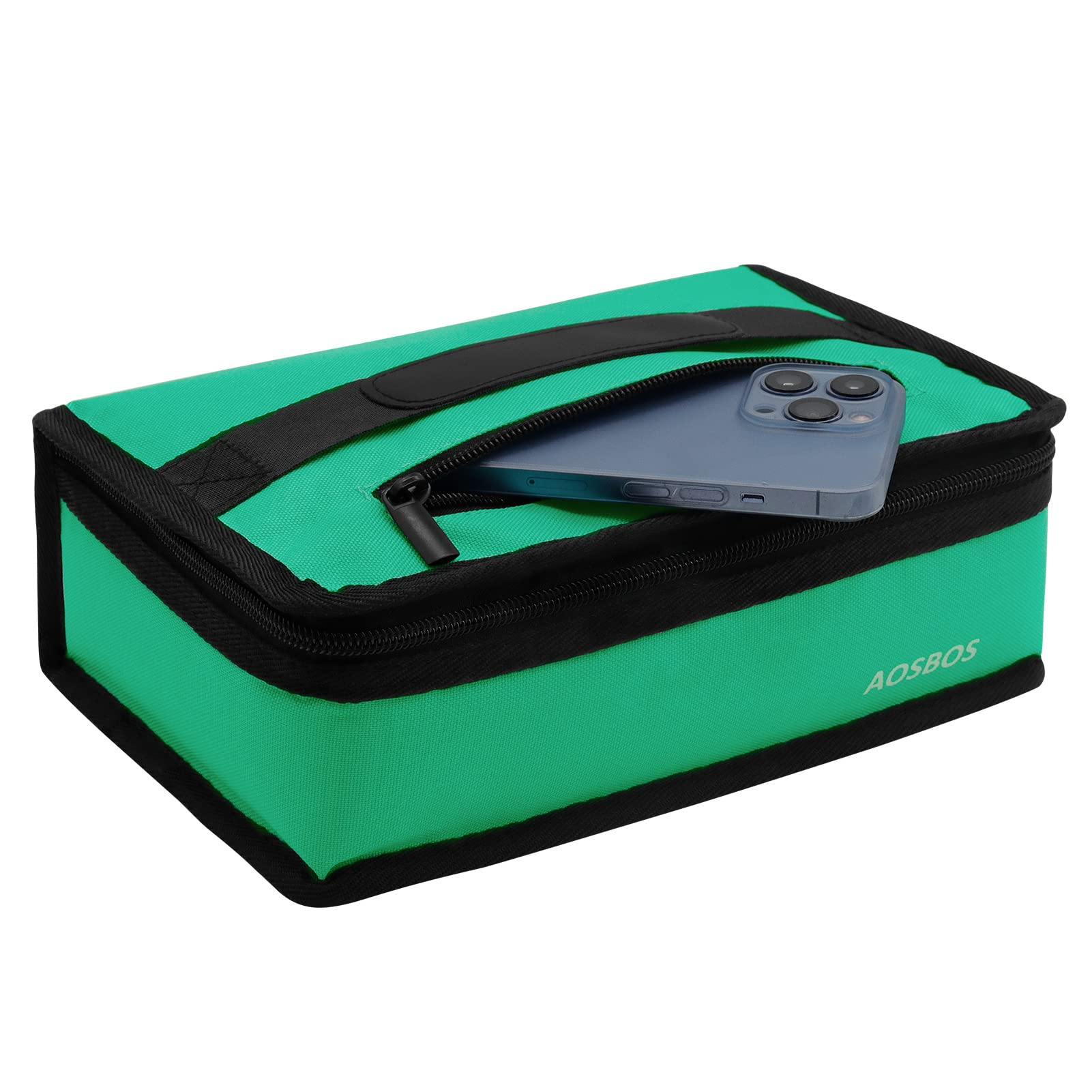 Aosbos Insulated Lunch Box for Men & Women - Portable Mini Cooler Bag, Compact Soft Thermal Lunch Tote, Reusable Meal Prep Container (Cool Green) - Perfect for Office, School, Picnics & Outdoor Activities