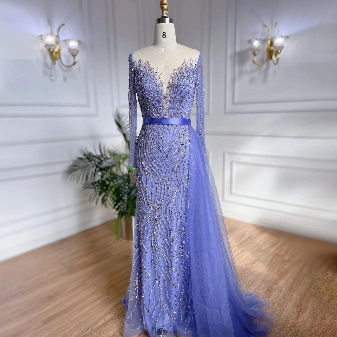 Elegant Purple Mermaid Evening Dress with Lace & Beaded Skirt - Luxury Women's Gown for Wedding, Party & Special Occasions | Serene Hill Collection 2025 LA71752 | Perfect for Prom, Bridesmaid & Formal Events