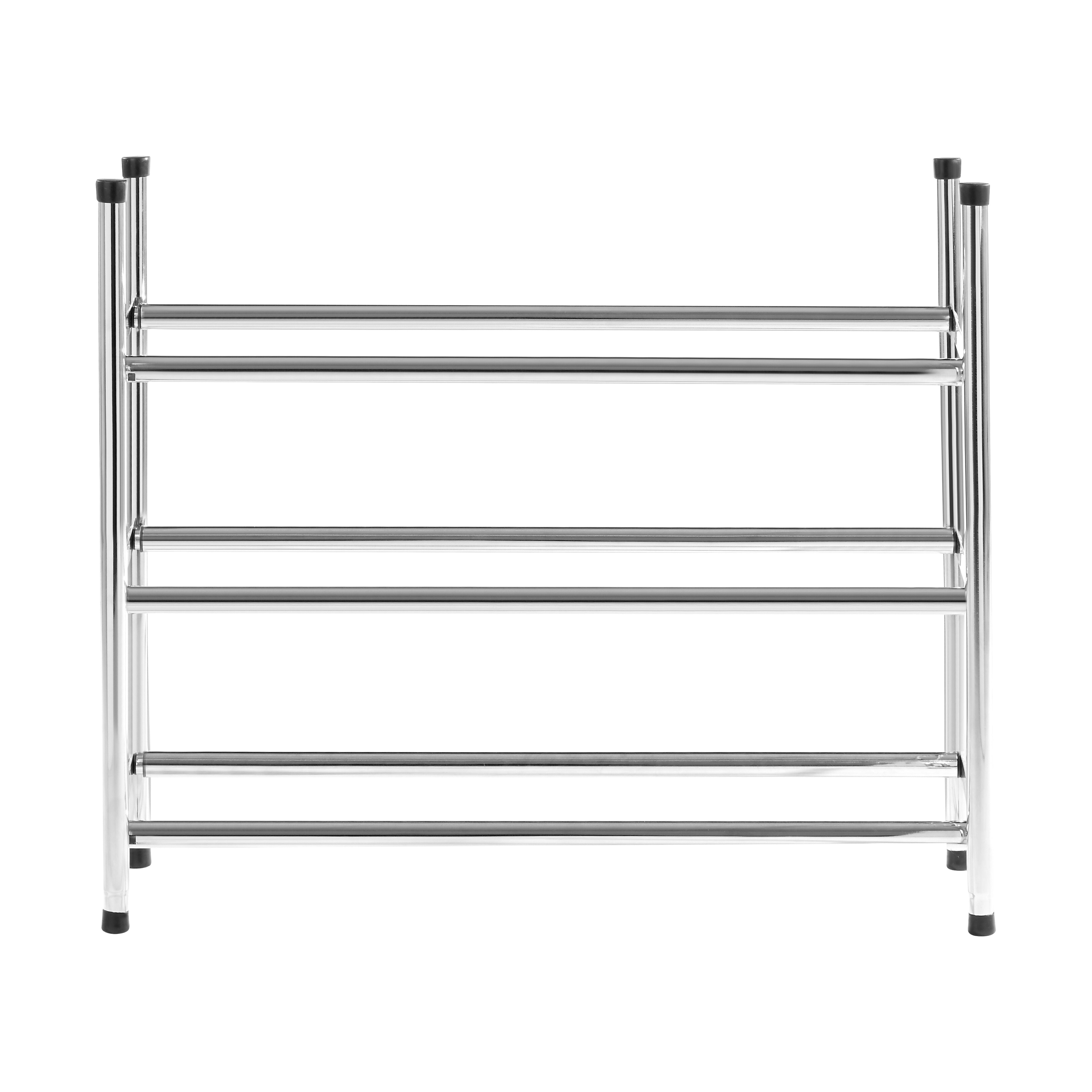3-Tier Extendable Chrome Shoe Rack - Space Saving Organizer for Entryway, Closet & Bedroom Storage