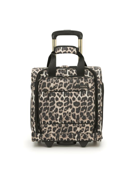 Tosca AIR5055 Underseat Trolley Carry-On Luggage Leopard Print - Perfect for Air Travel, Weekend Getaways & Business Trips