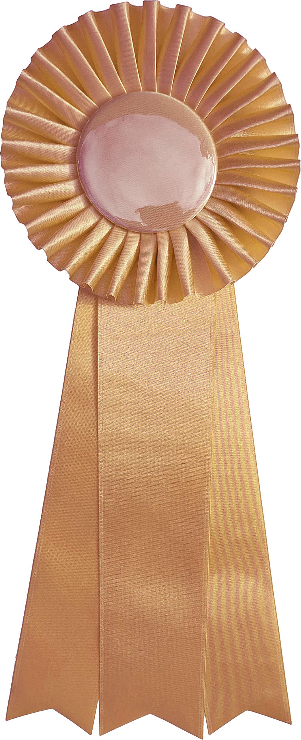 Medium-Large Tan Brown Rosette Ribbon Award - 4.5 Inch Prize Ribbon with Triple Streamers - 13 Inch Long - Perfect for Awards Ceremonies, School Competitions, Party Decorations & Gift Wrapping