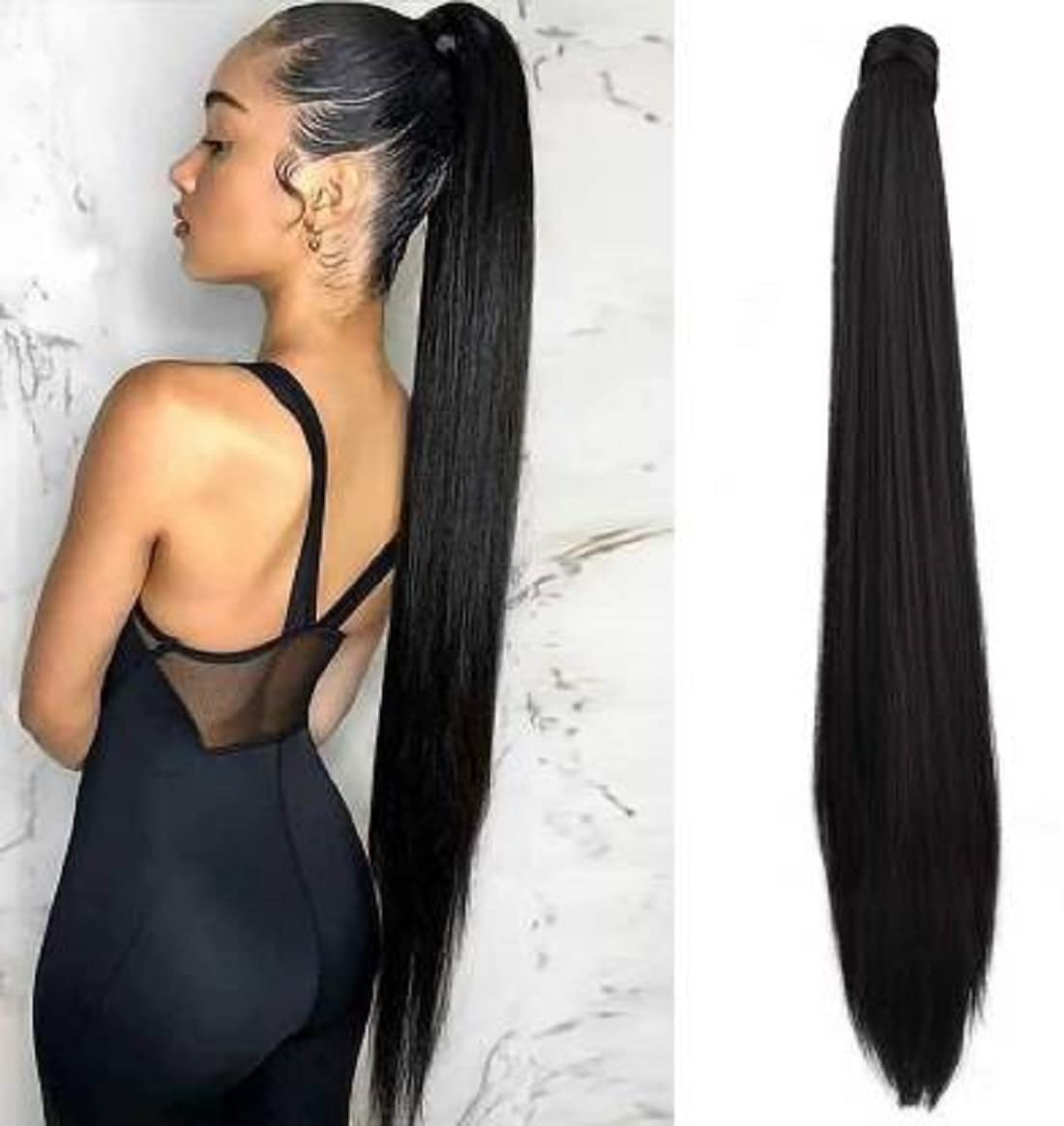 Stylish Straight Black Ponytail Hair Extension by Abrish - Perfect for Cosplay, Parties & Everyday Glamour
