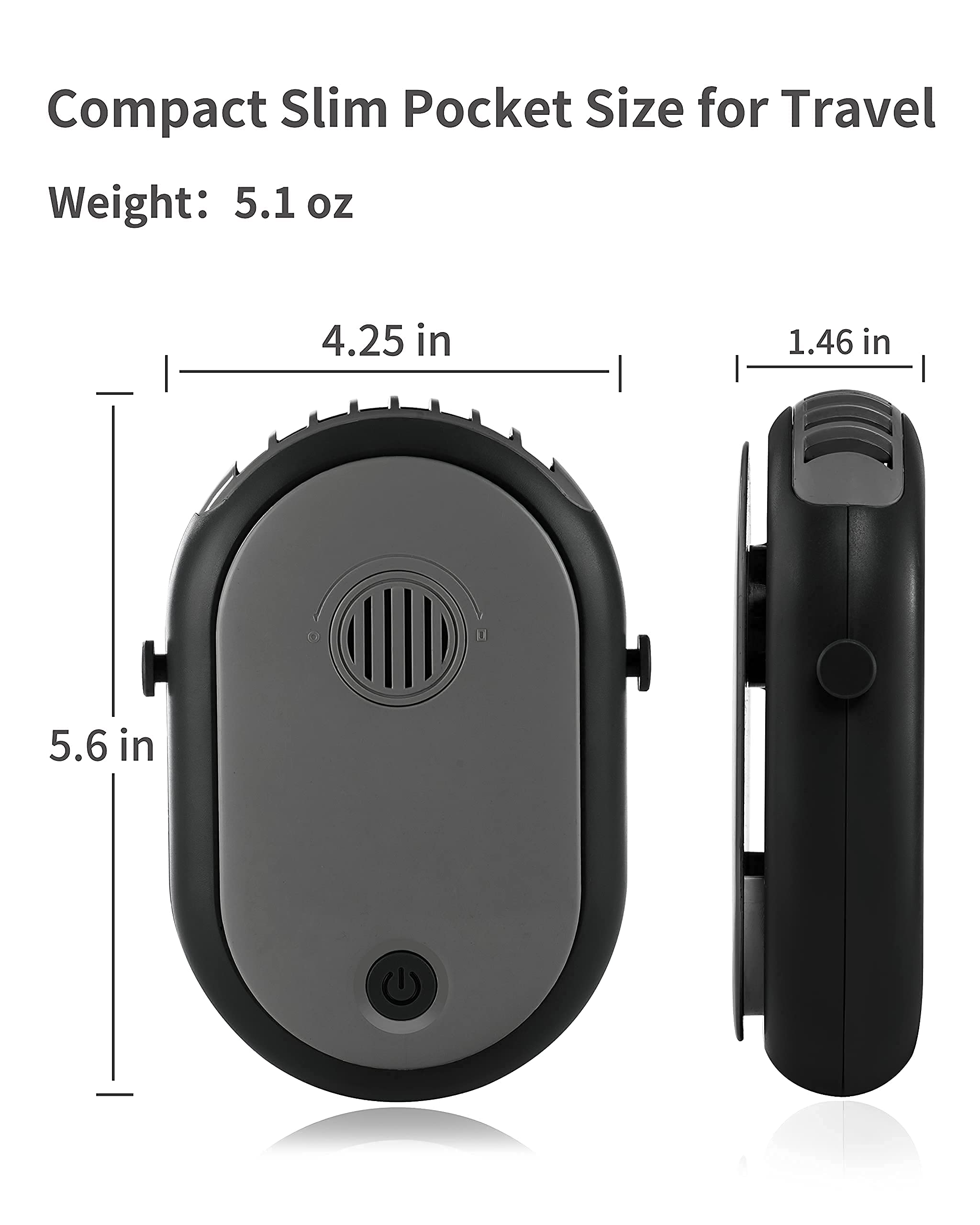 Portable Neck Fan - USB Rechargeable Wearable Personal Fan with 3 Speed Settings, Hands-Free Cooling Fan for Women, Outdoor Camping, Travel, Office & Gym (Black) - Stay Cool Anywhere