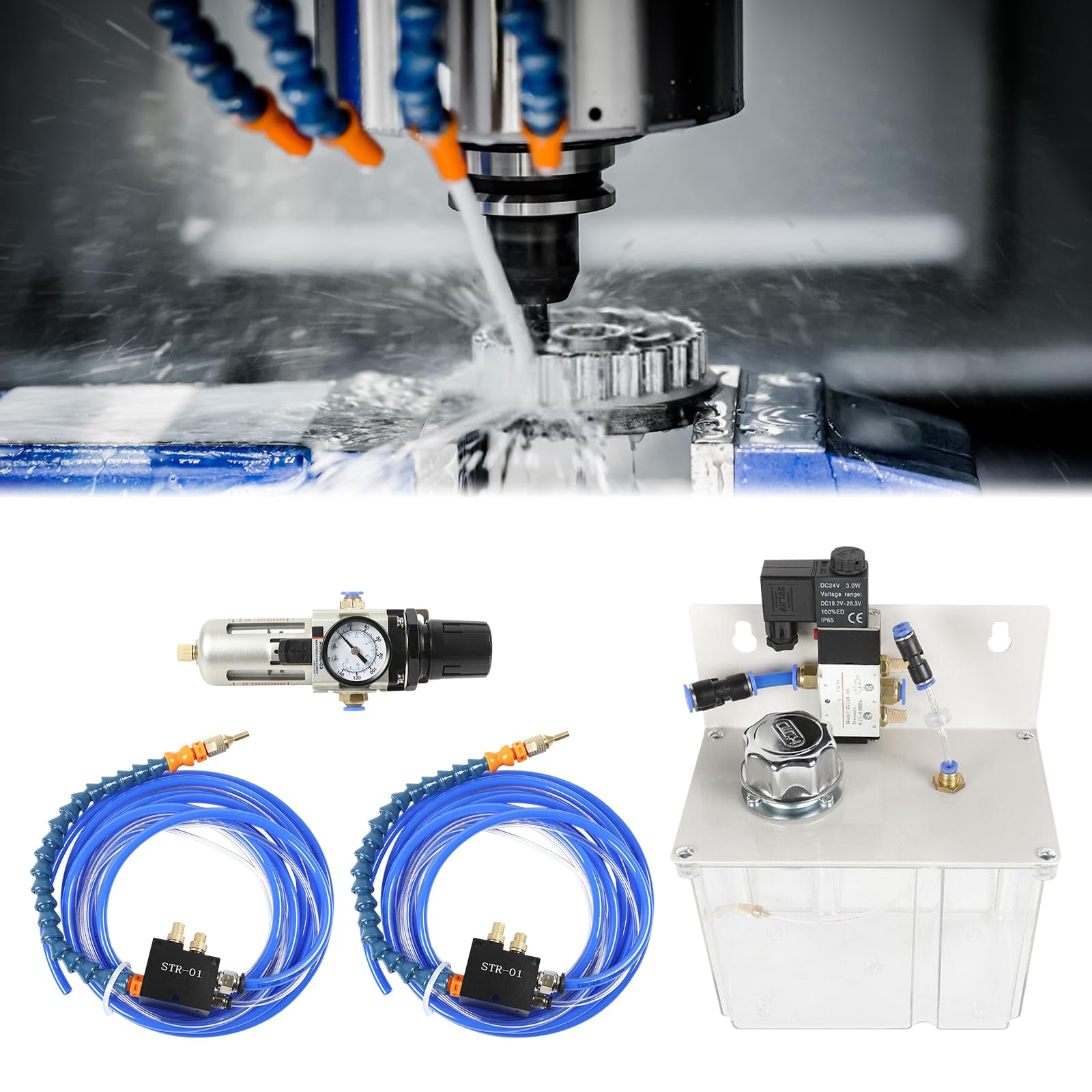Self-Priming Micro-Mist Coolant Lubrication Spray System for CNC Lathe, Milling & Drill Machines - Perfect for Metalworking & Precision Machining Operations