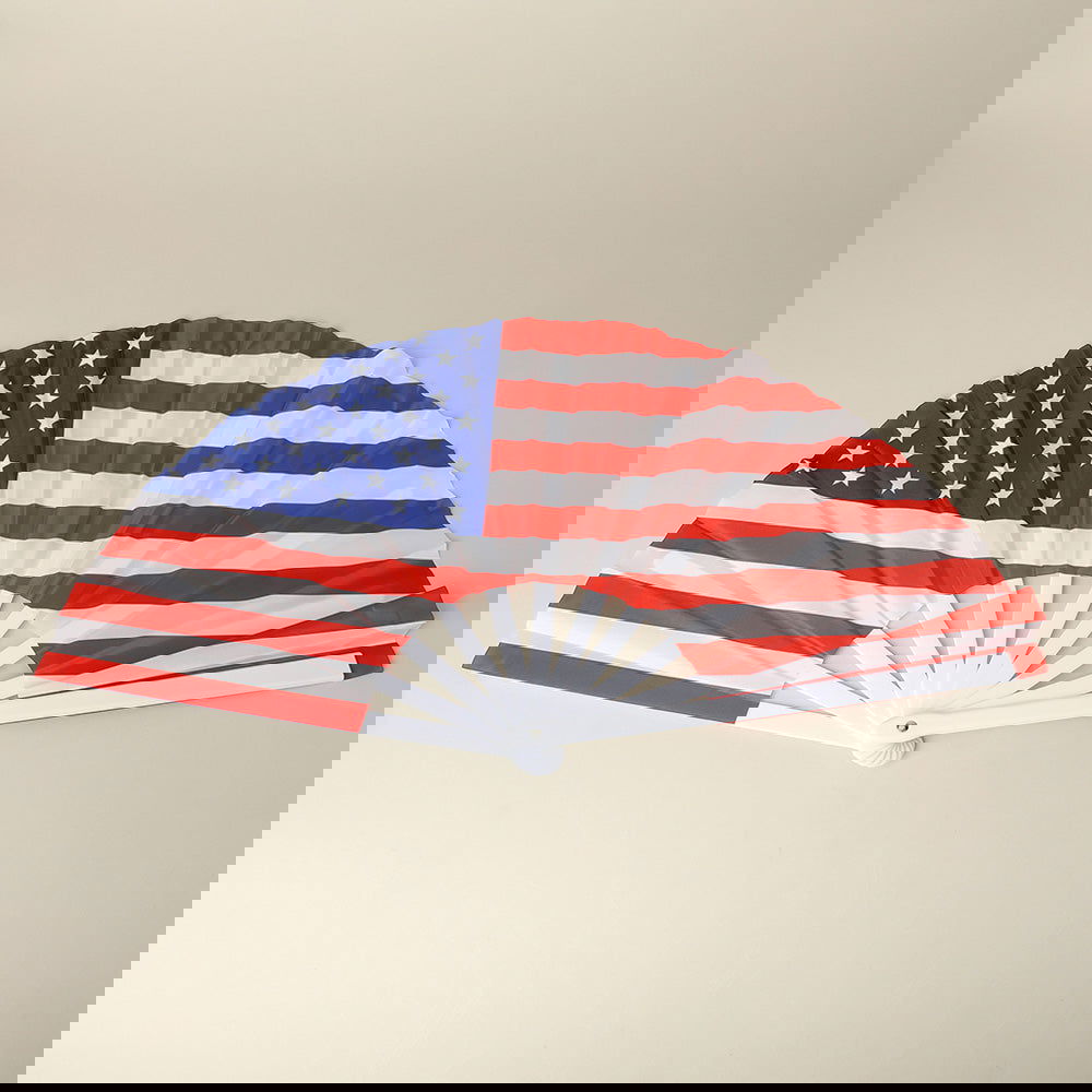 USA Flag Printed Folding Hand Fan for Line Dancing - Patriotic Cooling Fan for Outdoor Events, Parades & Summer Parties