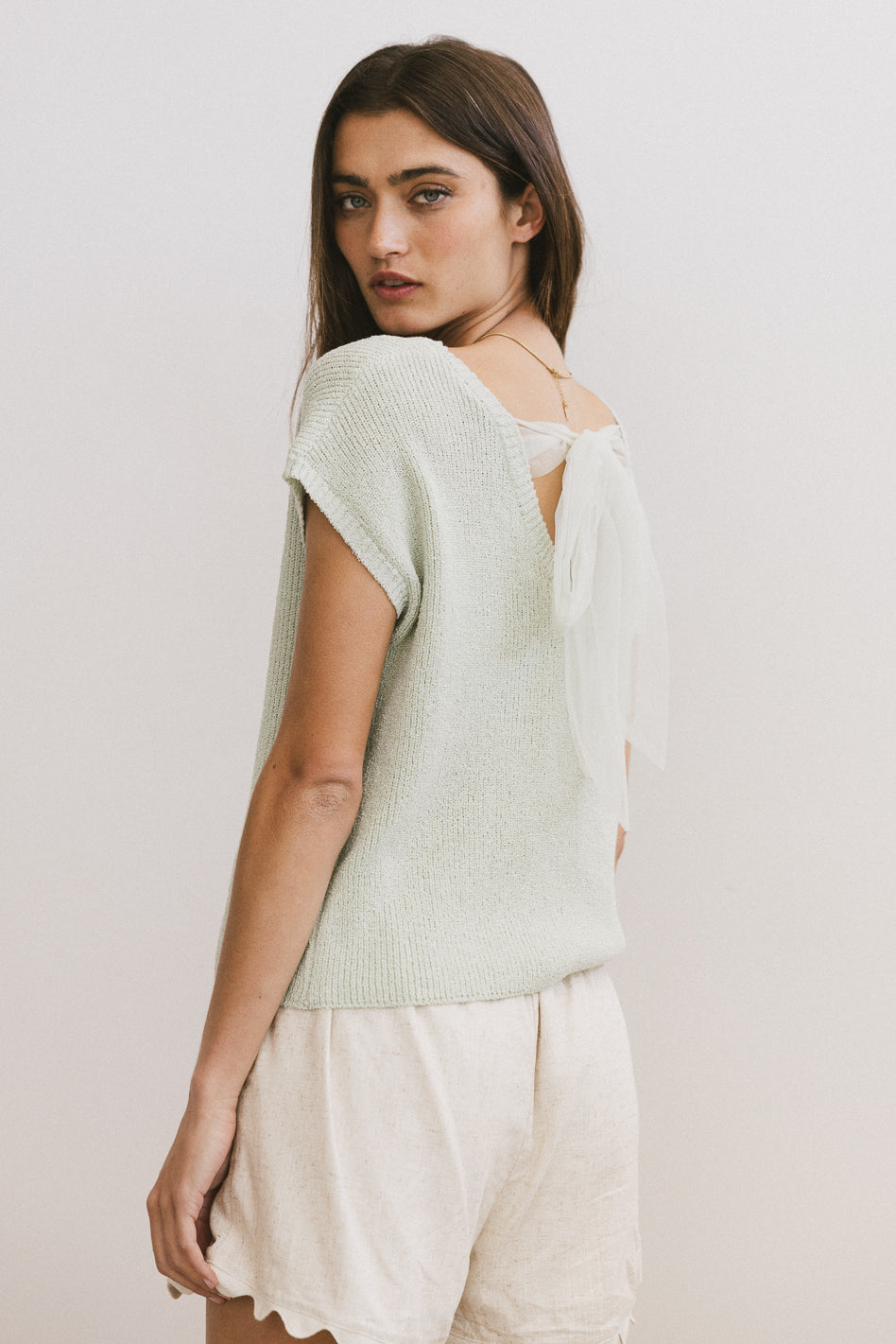 Women's Sage Green Amy Knit Top - Soft Casual Crewneck Sweater for Fall & Winter | Perfect for Office, Dates & Cozy Evenings