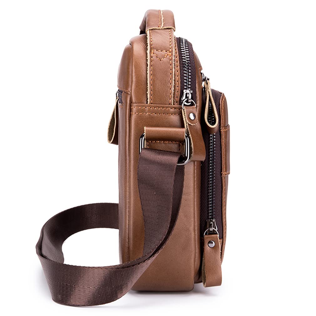 Hebetag Men's Small Leather Crossbody Shoulder Bag - Durable & Stylish for Outdoor Travel, Business & Everyday Use