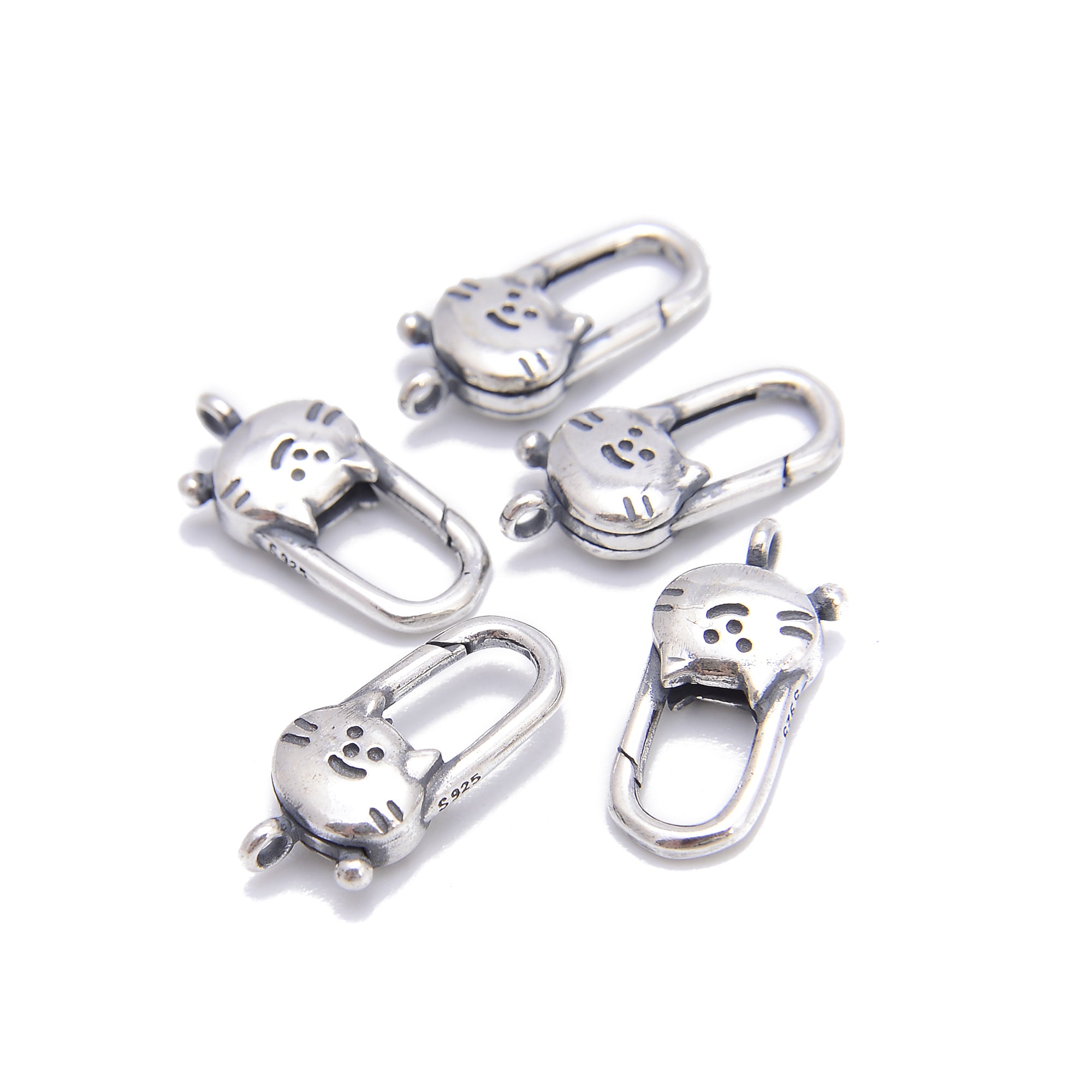 925 Sterling Silver Cat Head Clasp - Anti-Tarnish, Size 9x16.5mm (1 Piece) - Perfect for Jewelry Making, DIY Crafts, and Gift Giving