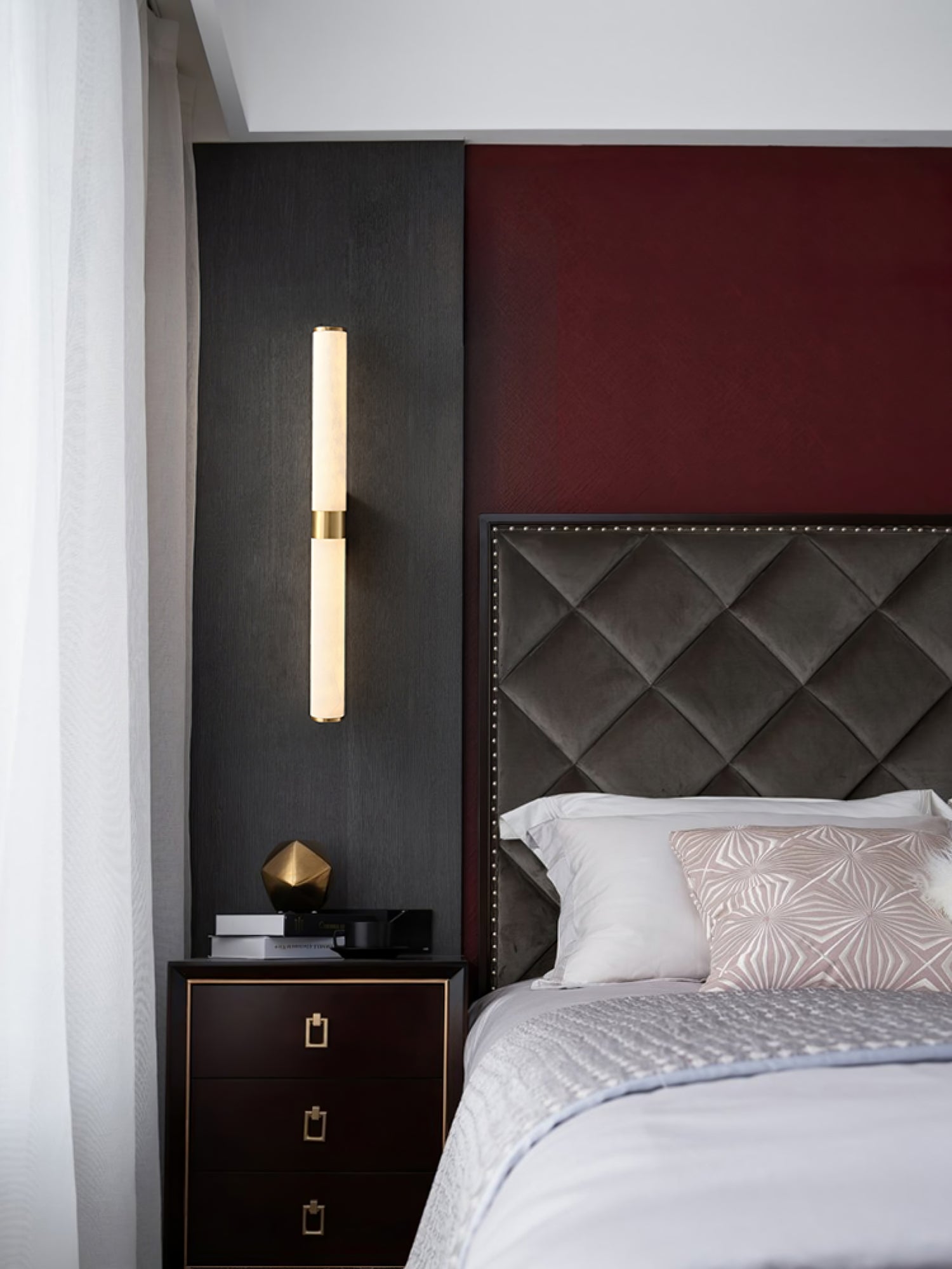 Alabaster Wall Sconce Light - Elegant Line Design for Bedroom, Hallway & Living Room Decor