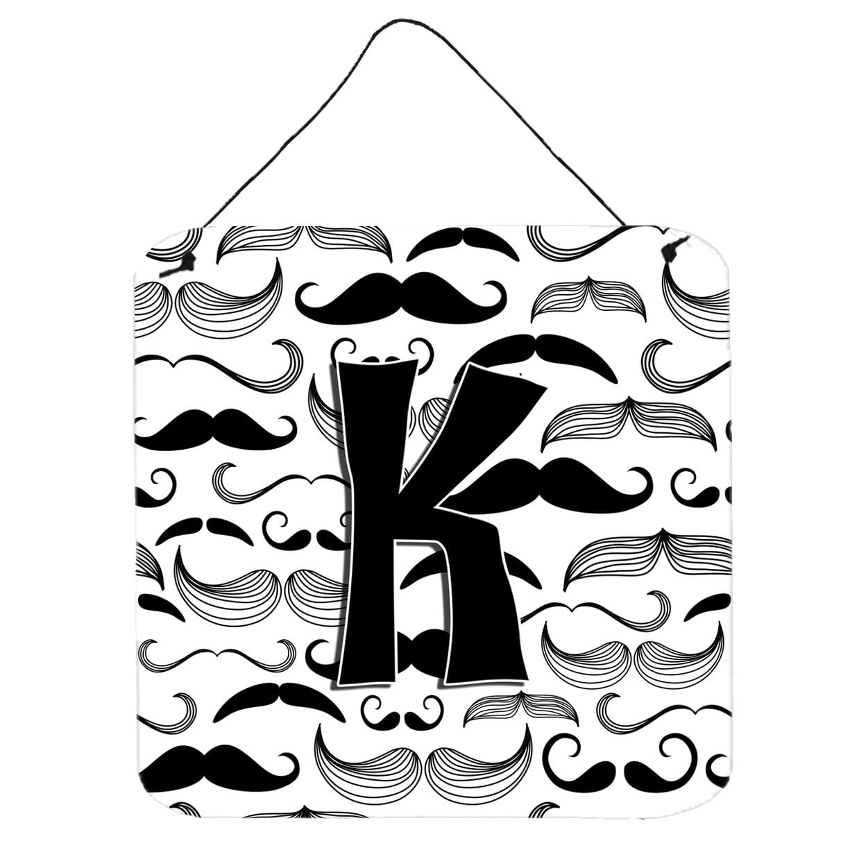Caroline's Treasures CJ2009-KDS66 Letter K Moustache Metal Wall Art - 6x6 Inch Aluminum Initial Sign for Kitchen, Bar, Bathroom Decor - Vintage Home Plaque for Door Hanging & Room Decoration - Perfect for Gifts & Themed Parties