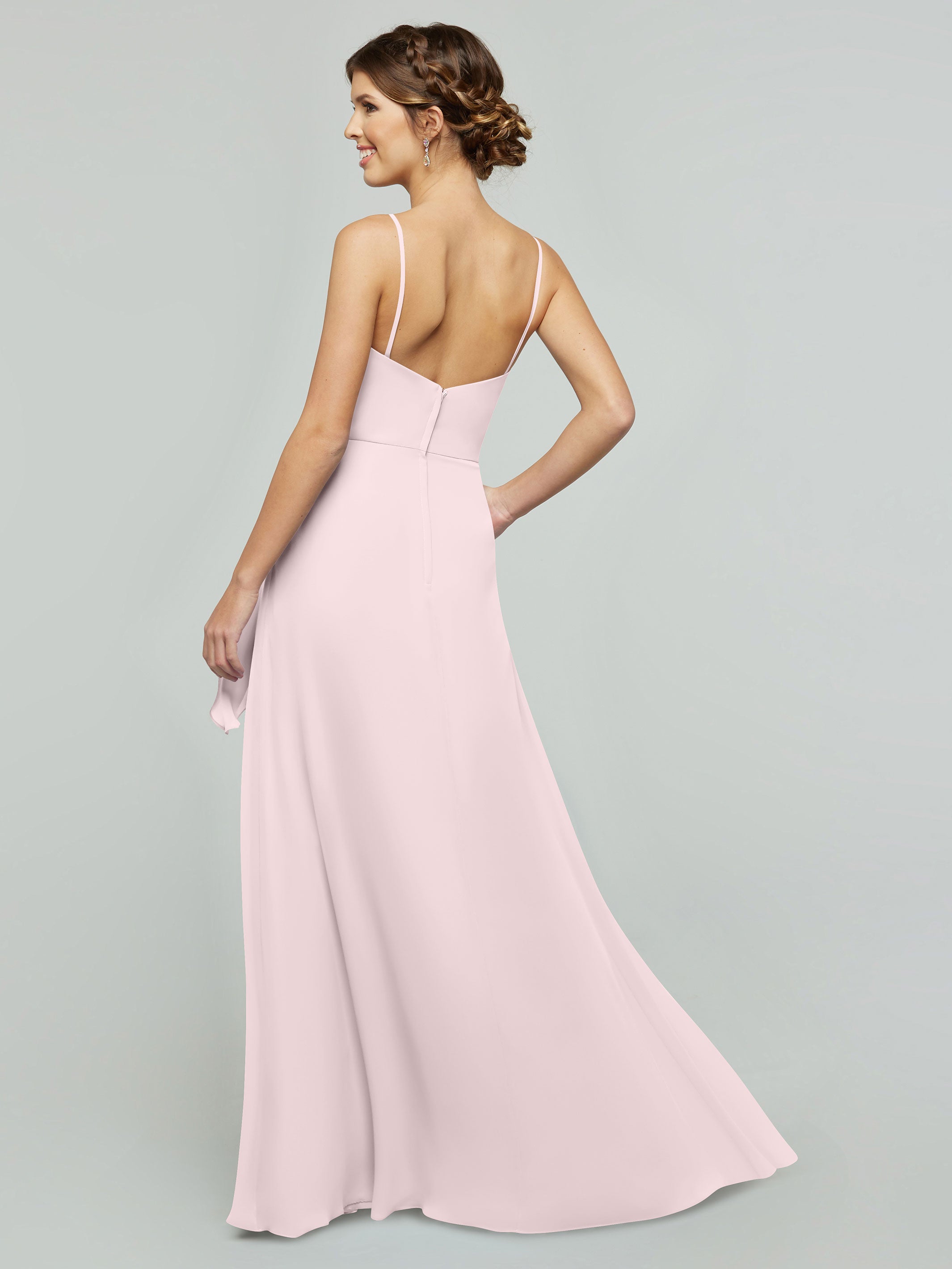 Elegant 80182 Chiffon A-Line Bridesmaid Dress with V-Neck & Spaghetti Straps - Perfect for Weddings, Formal Events & Special Occasions