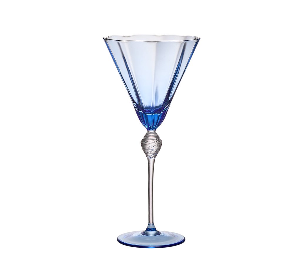 Premium Blue Daphne Wine Glasses Set of 4 - Elegant Stemware for Red & White Wines - Perfect for Dinner Parties, Weddings & Home Entertaining