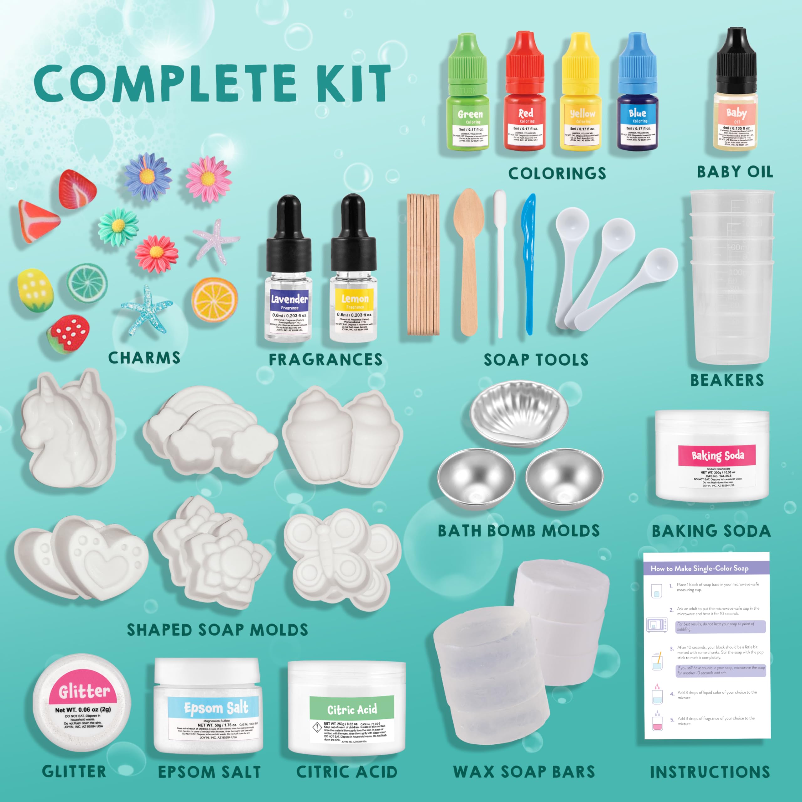 Klever Kits 2-in-1 DIY Bath Bomb & Soap Making Kit for Kids - STEM Science Spa Activity Set, Creative Gift for Toddlers & Children (Birthday Present) - Perfect for Home Science Experiments & Relaxing Bath Time Fun